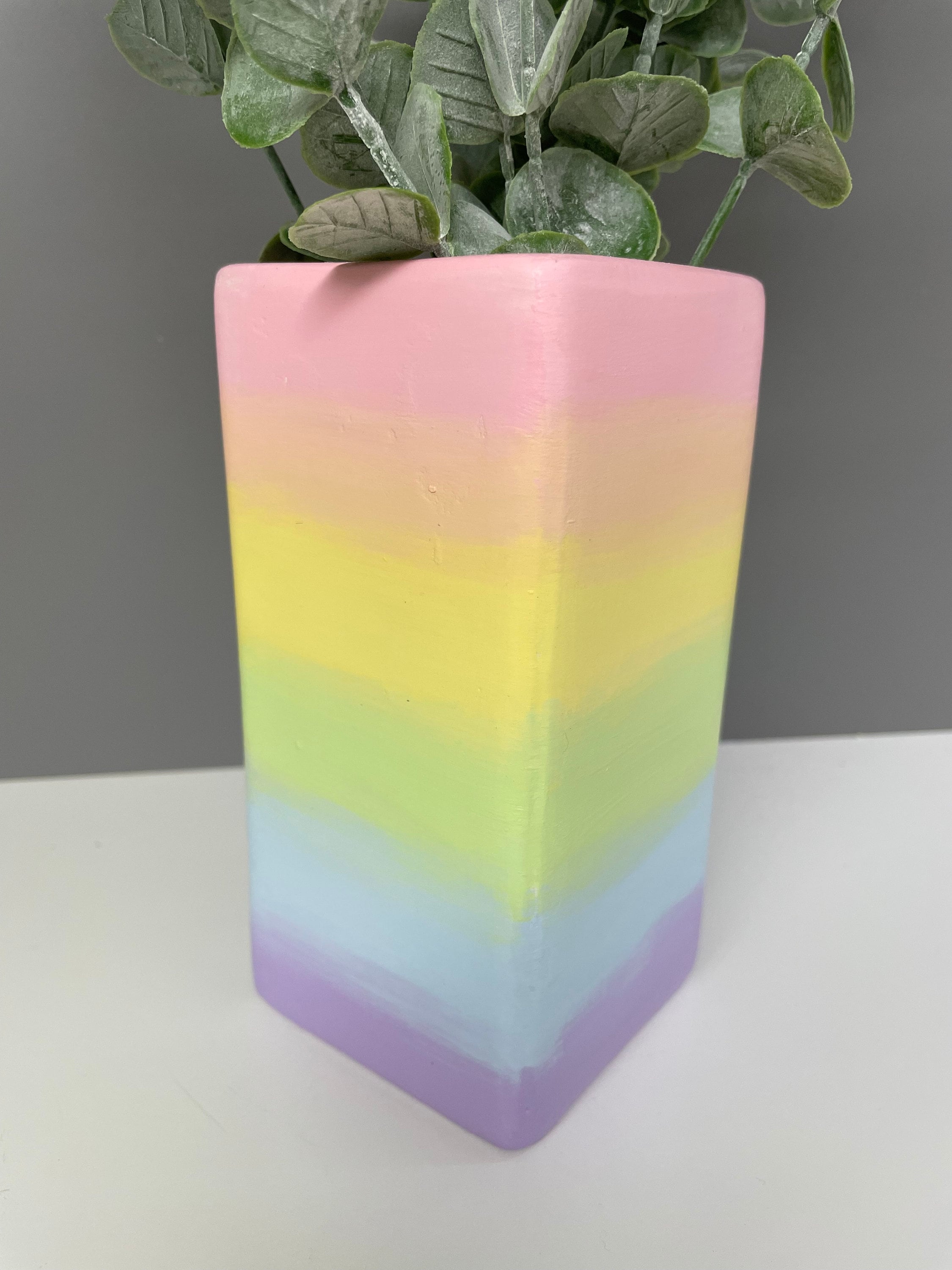 Hand painted Pastel ombré ceramic vase