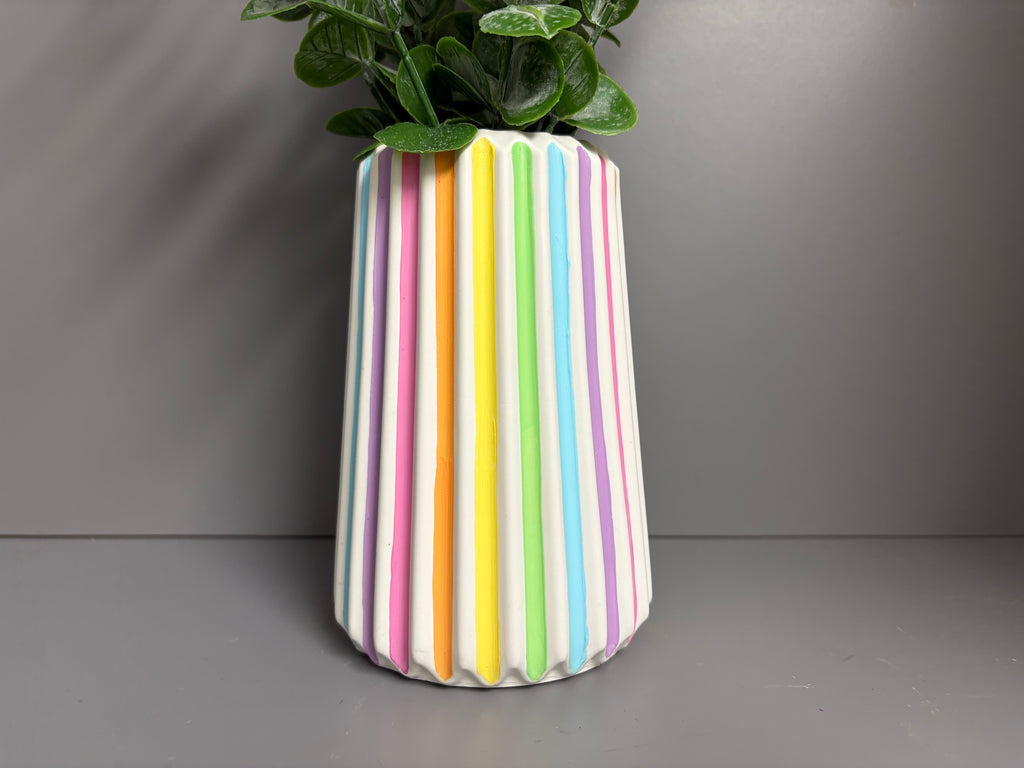 Handmade Jesmonite eco resin pastel stripe vase