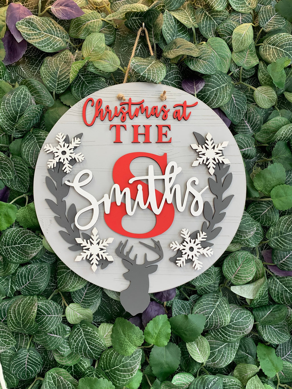 Christmas at the family plaque - Christmas family sign - family wall hanging - personalised Christmas decoration