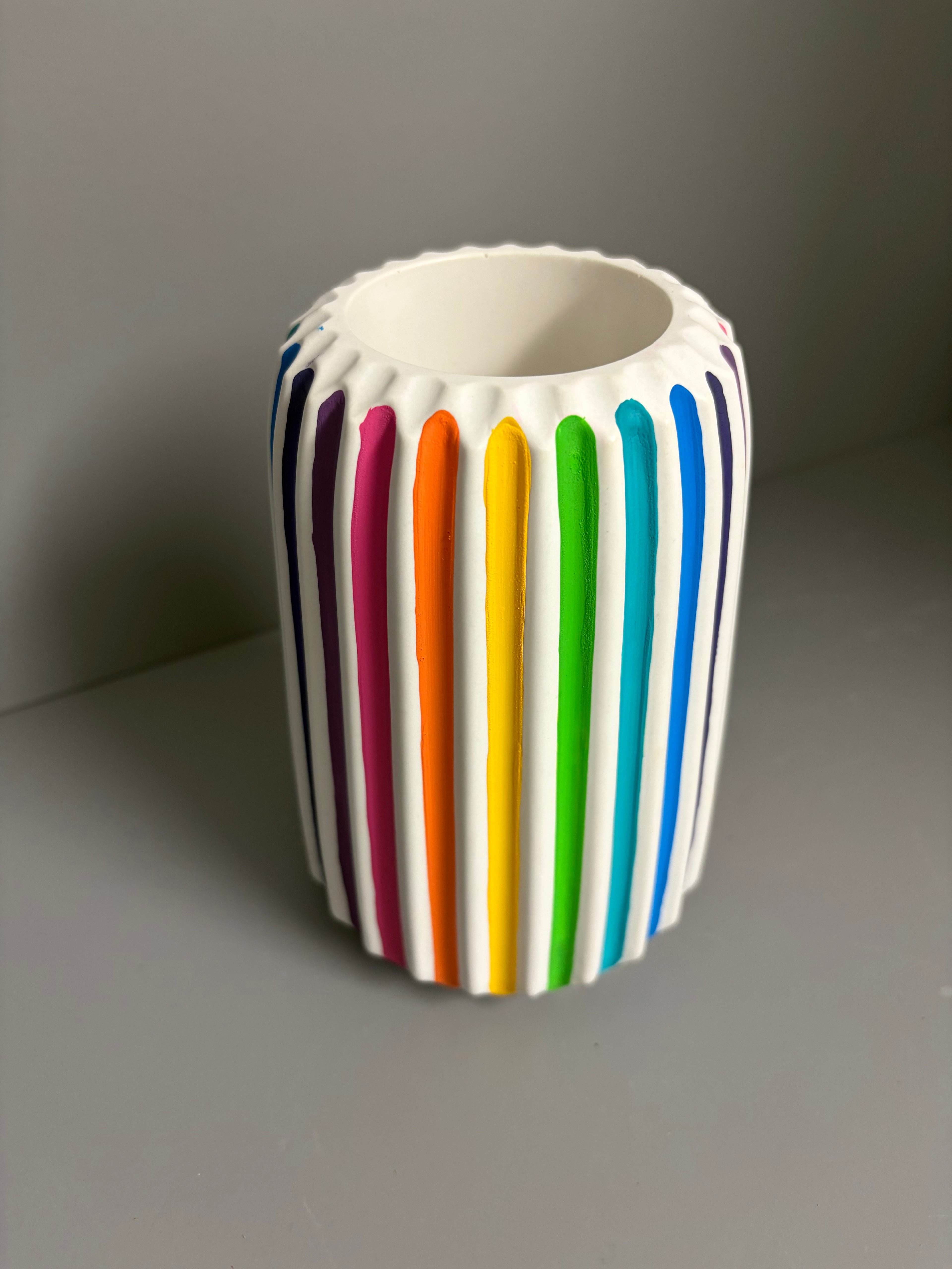 Jesmonite rainbow stripe vase