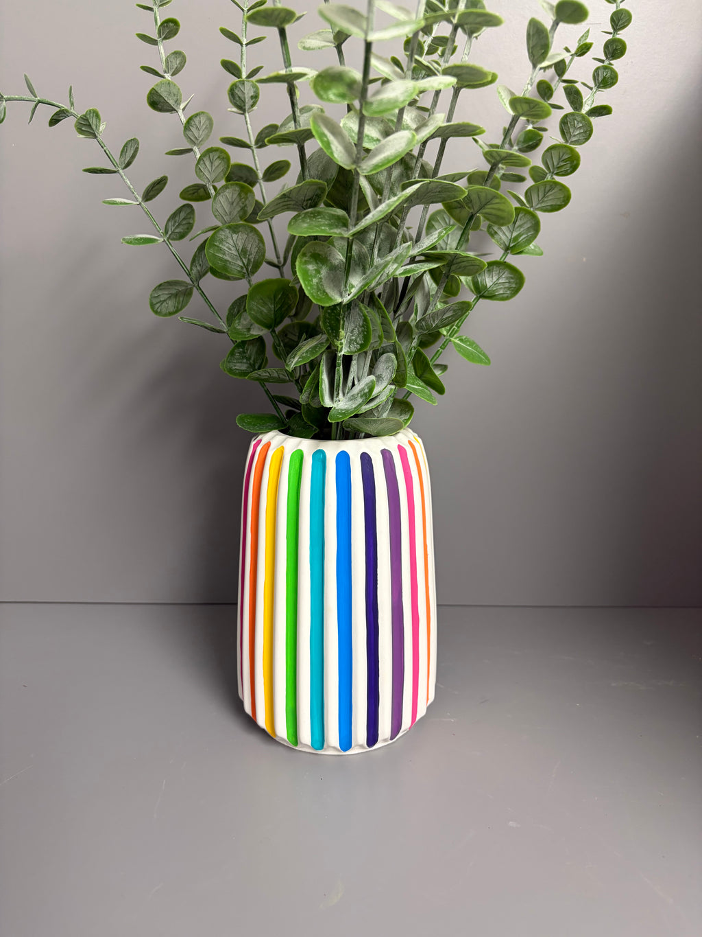 Jesmonite rainbow stripe vase