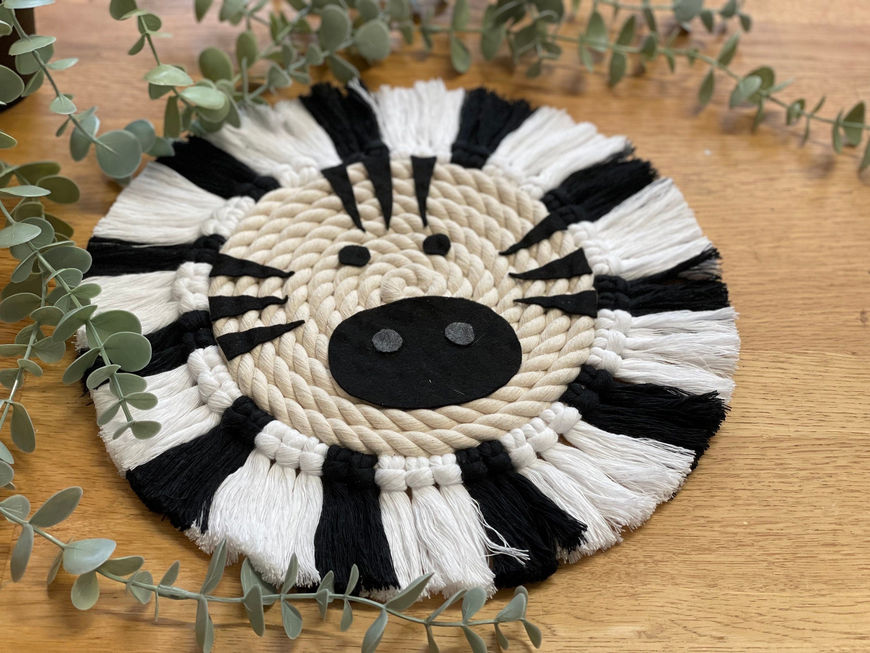 Macrame Zebra Wall Hanging - Jungle Nursery Decor