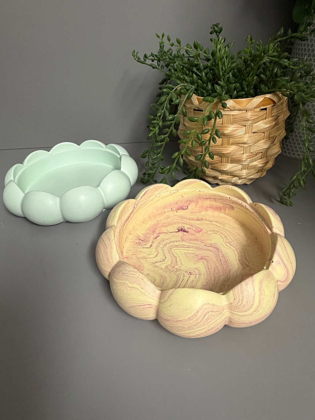Jesmonite bubble flower jewellery trinket tray