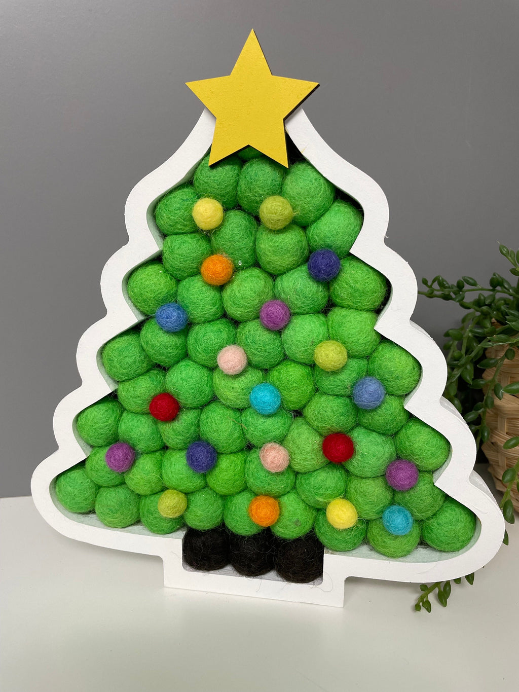 Pom Pom Christmas tree, Christmas decoration, freestanding pom pom Christmas tree.