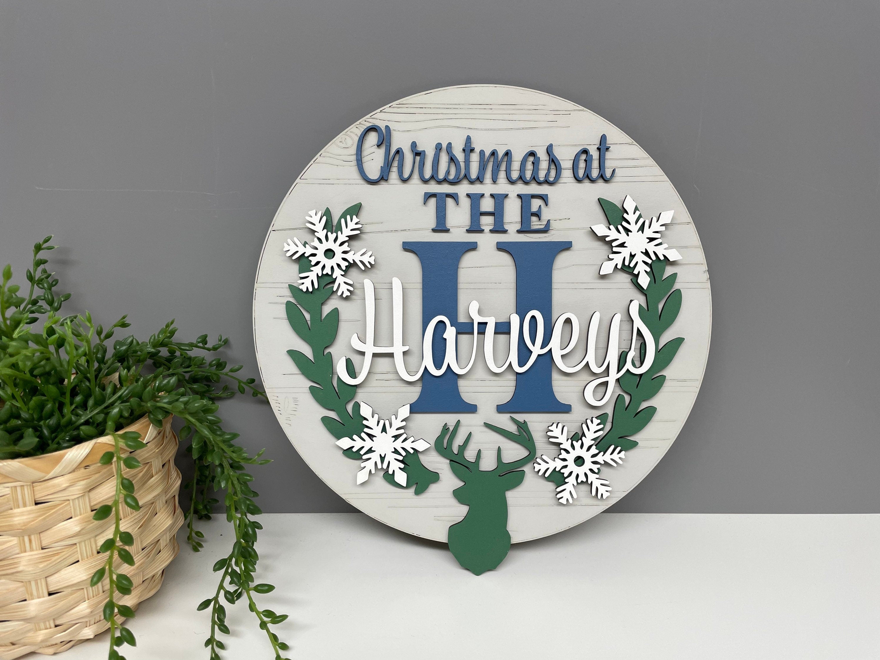 Christmas at the family plaque - Christmas family sign - family wall hanging - personalised Christmas decoration