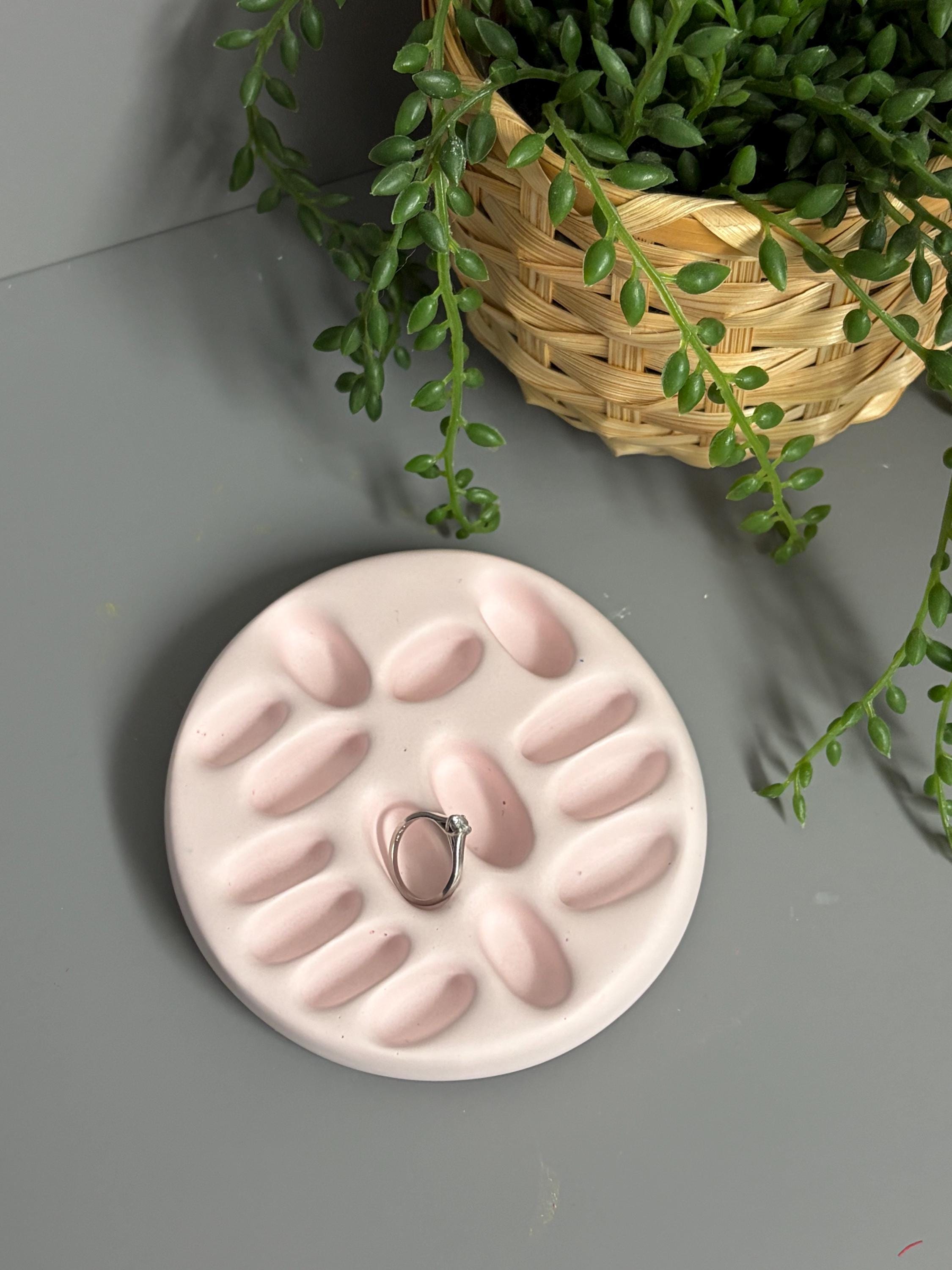 Handmade Jesmonite ring holder, jewellery tray.