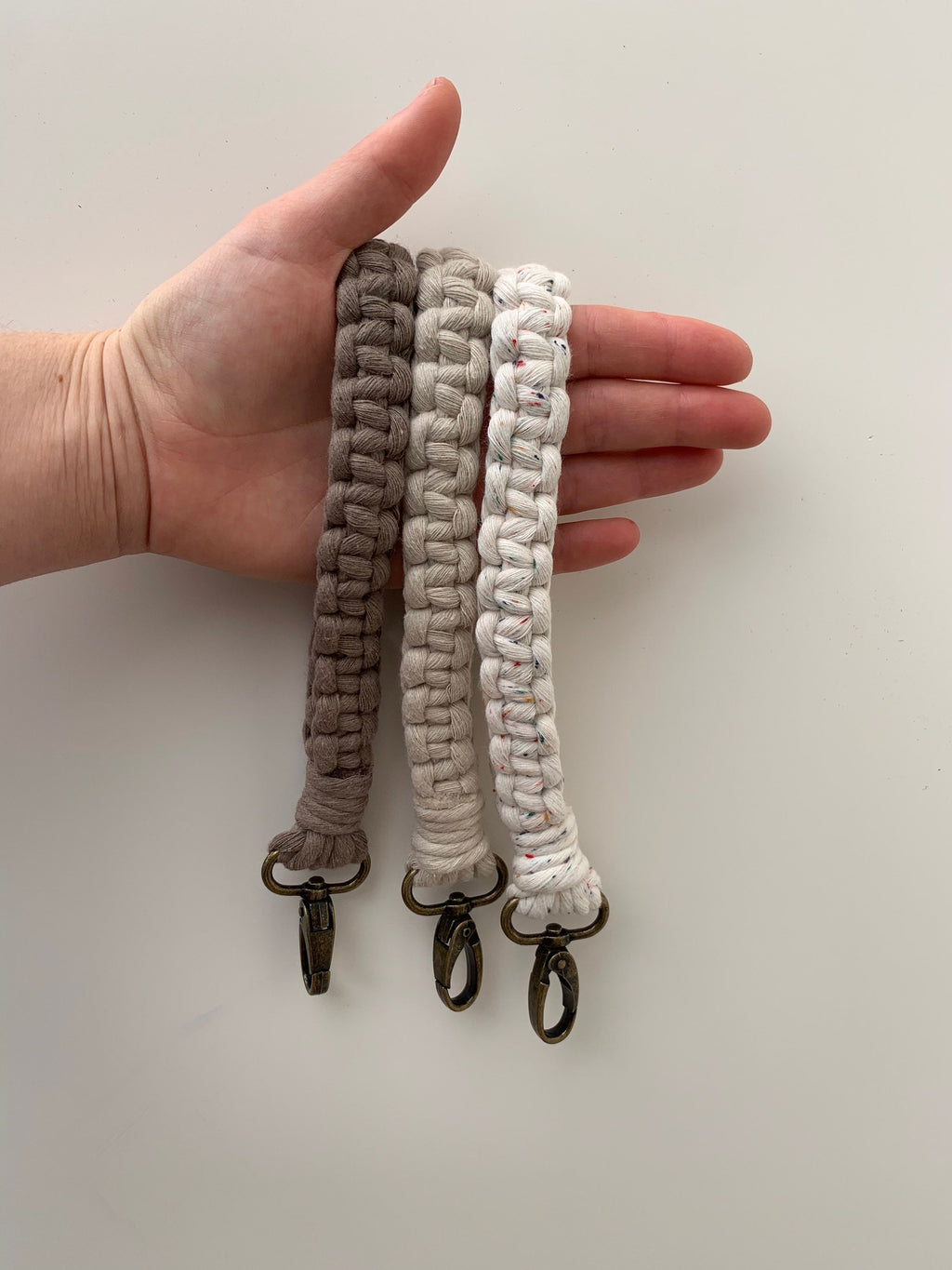 Macrame wristlet - macrame key ring - wrist strap key ring.