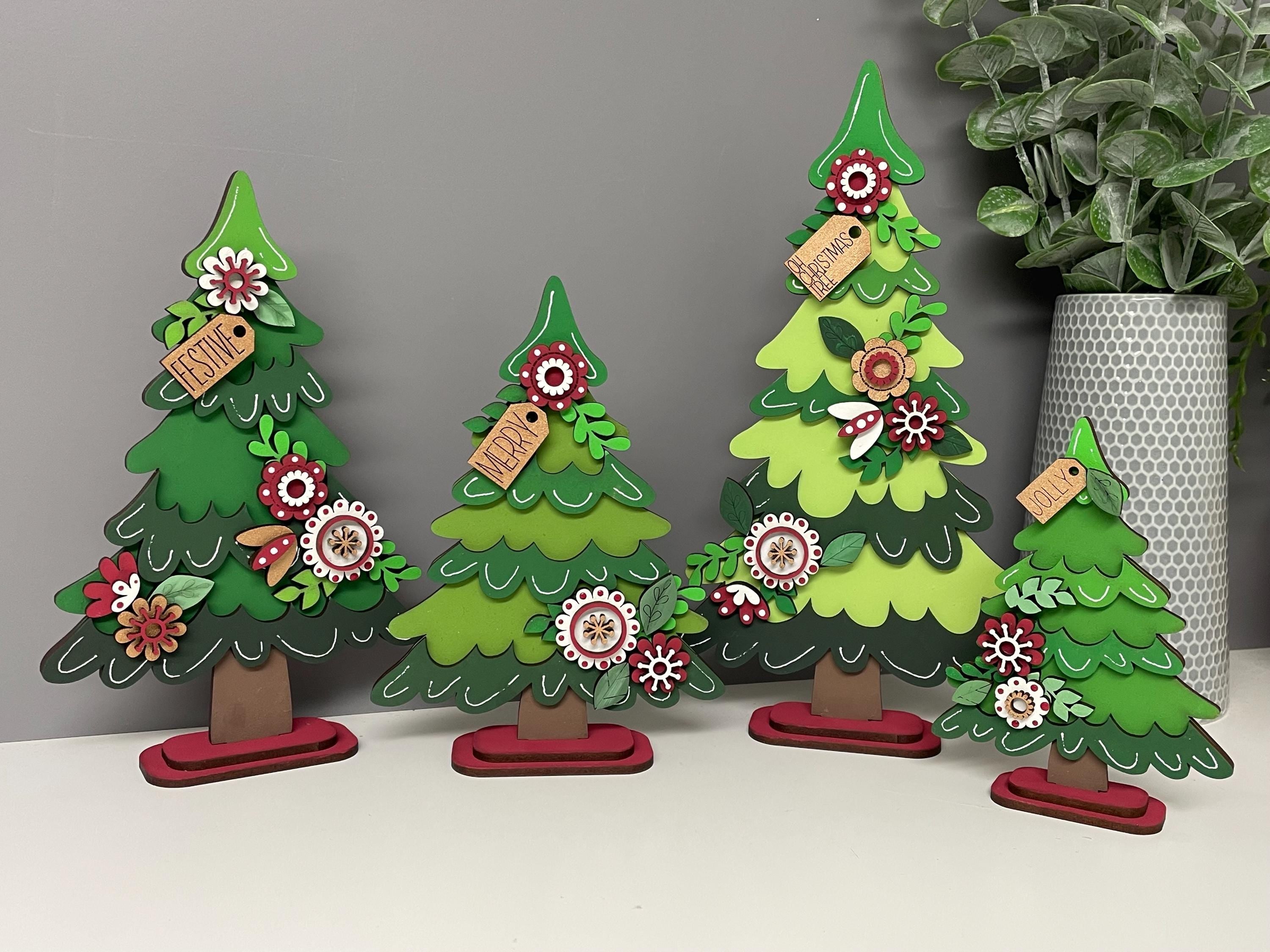 Wooden Christmas Tree decoration, hand painted Christmas tree, Fireplace Decor