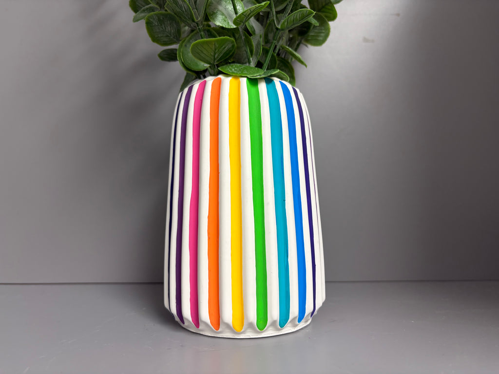 Jesmonite rainbow stripe vase