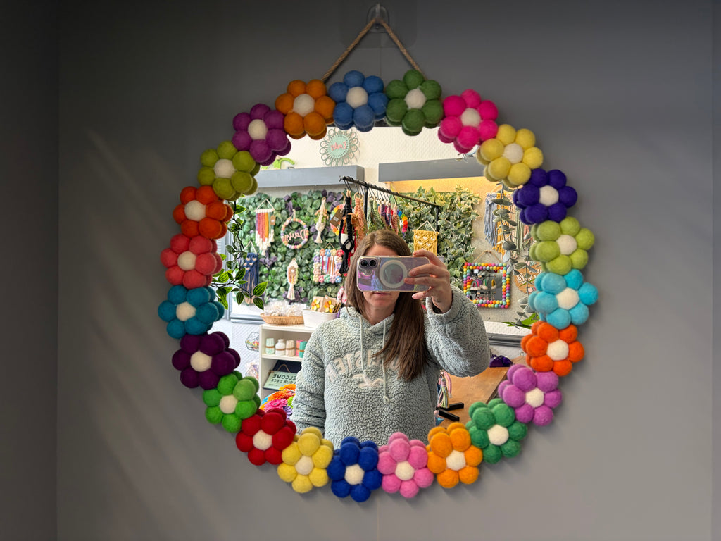Pom Pom flower wall mirror