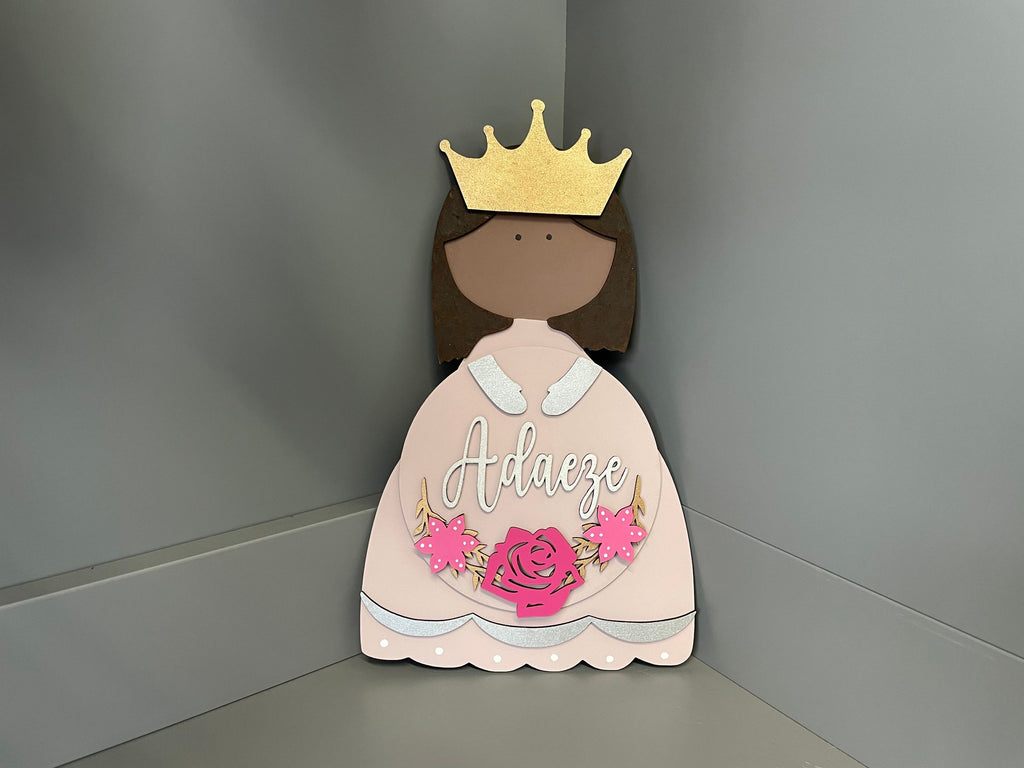 Princess Name Plaque - bedroom door sign - children’s name sign - personalised name plaque - princess wooden sign.