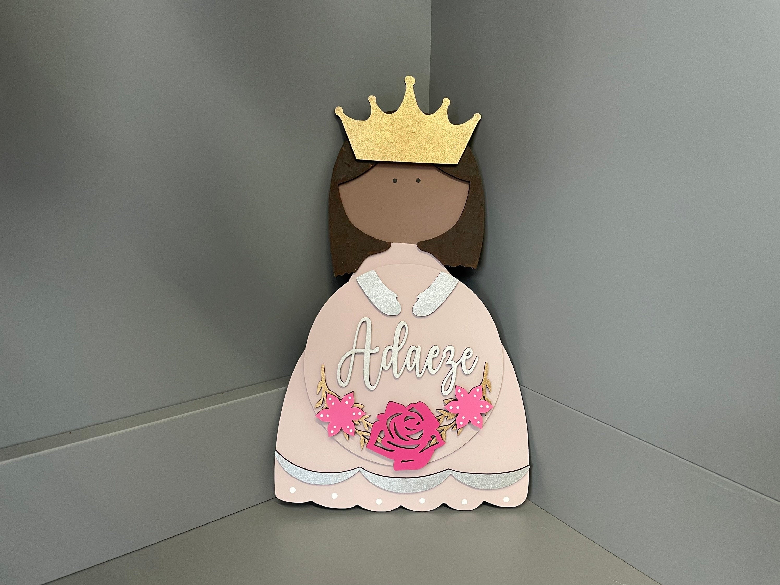 Princess Name Plaque - bedroom door sign - children’s name sign - personalised name plaque - princess wooden sign.