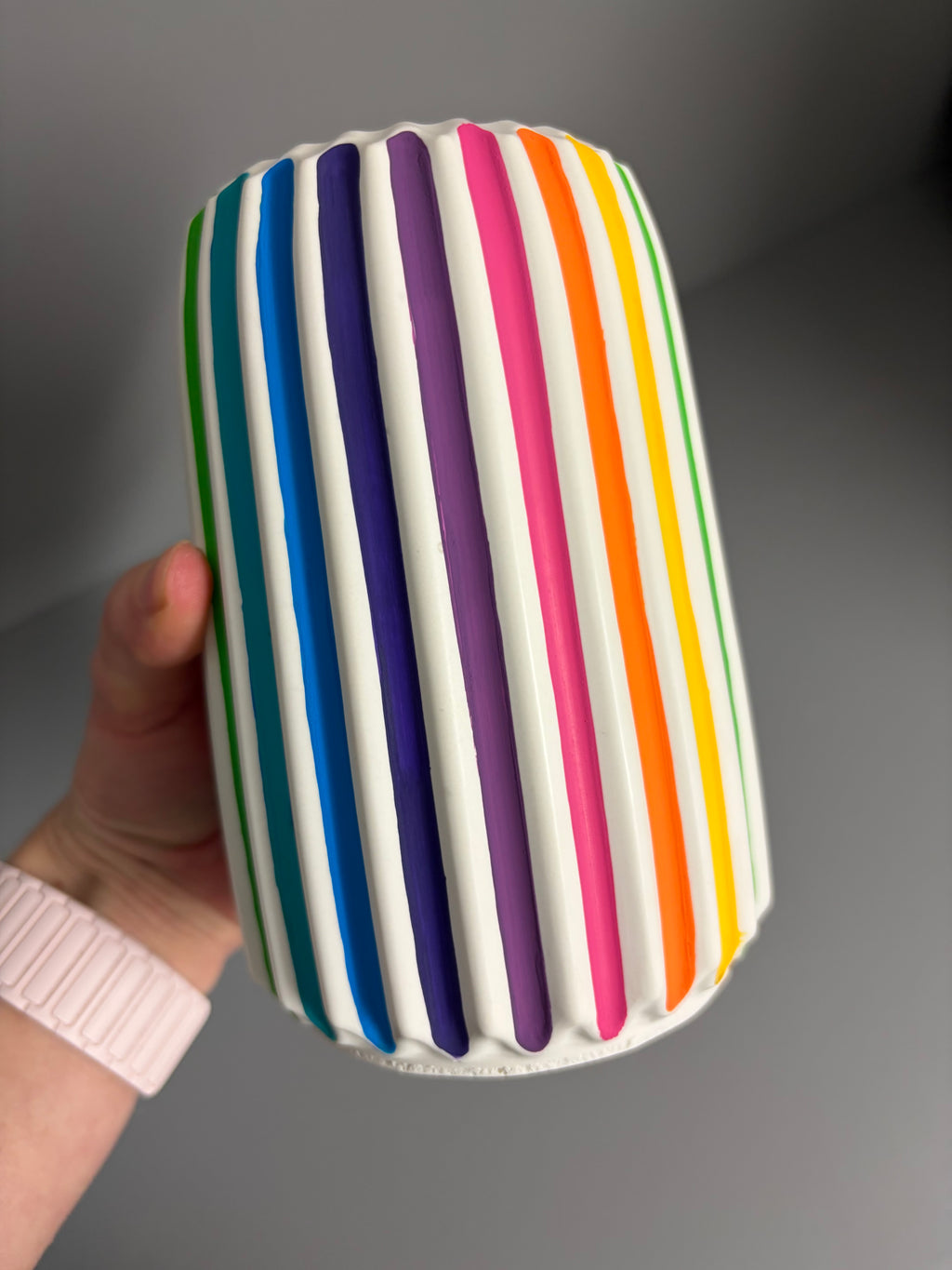 Jesmonite rainbow stripe vase