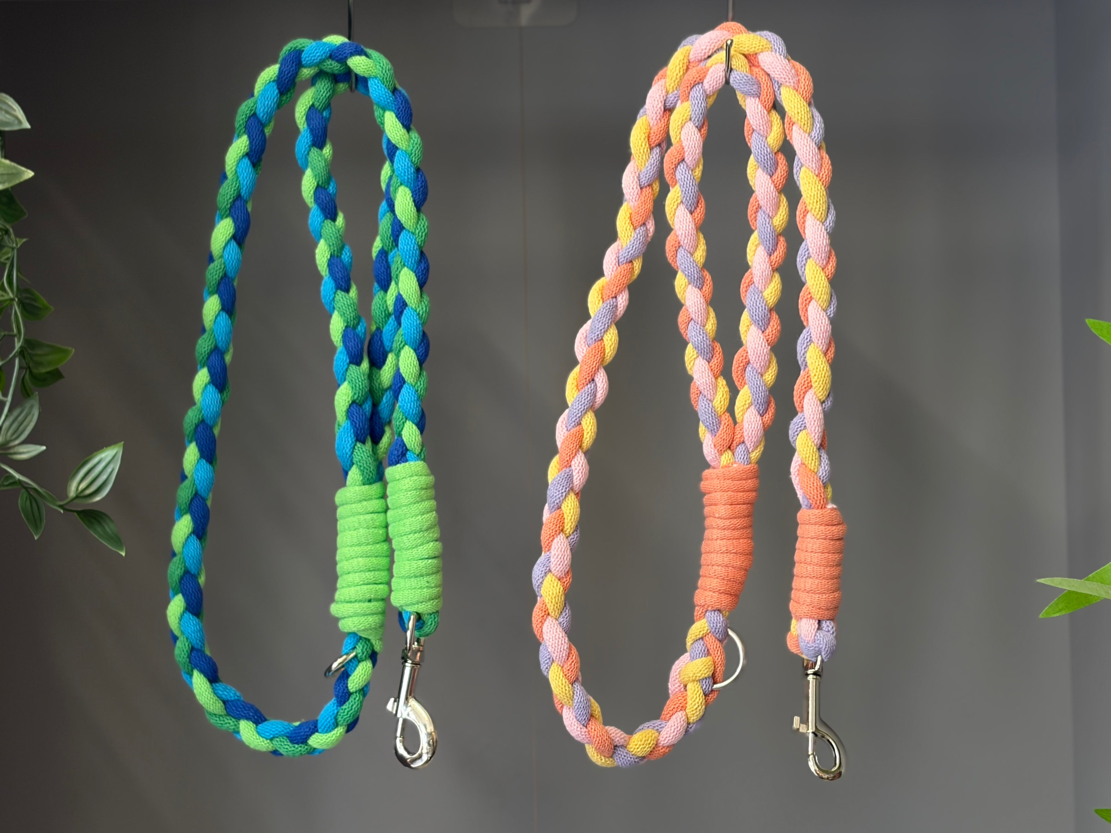 Chunky braided macrame dog lead