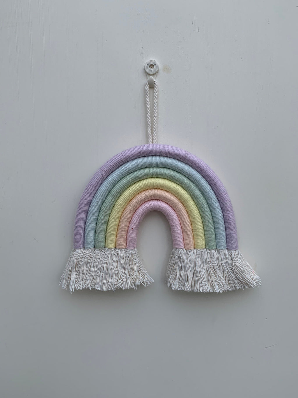 Rainbow wall hanging- pastel rainbow - fibre art - nursery decor- playroom - new baby - baby shower - macrame rainbow