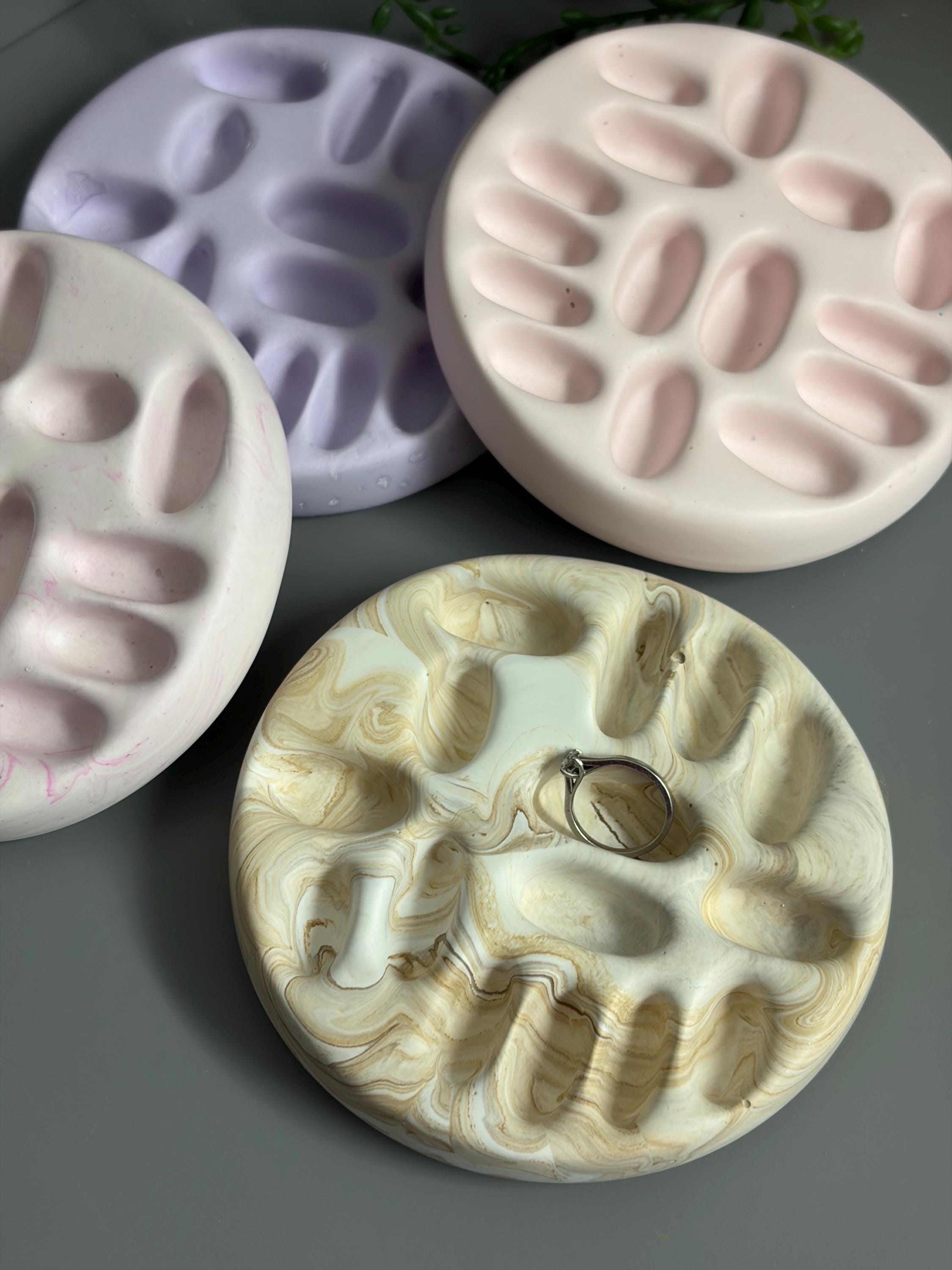 Handmade Jesmonite ring holder, jewellery tray.