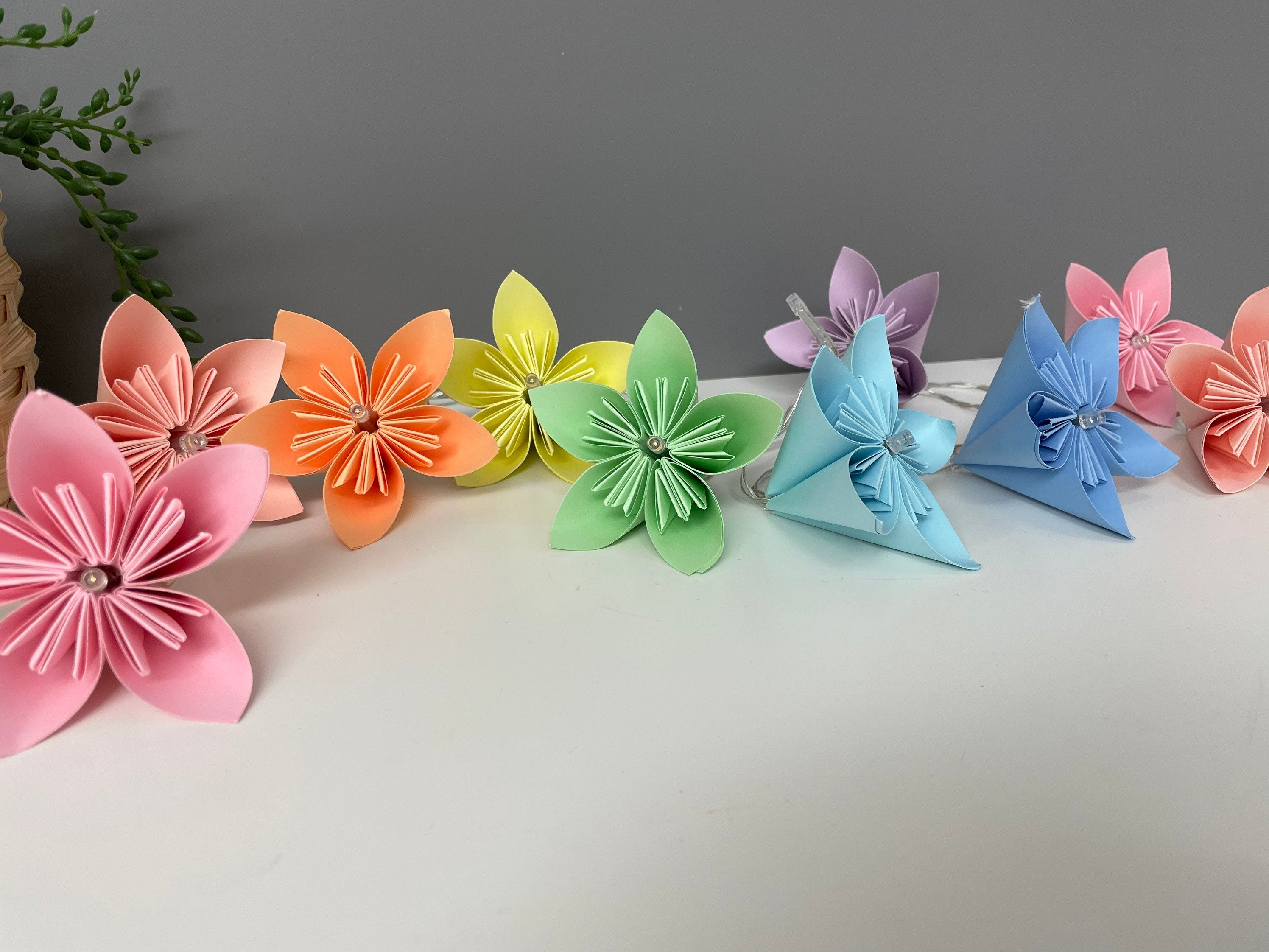 Pastel paper flower fairy lights, wedding decor, table decor, nursery decor