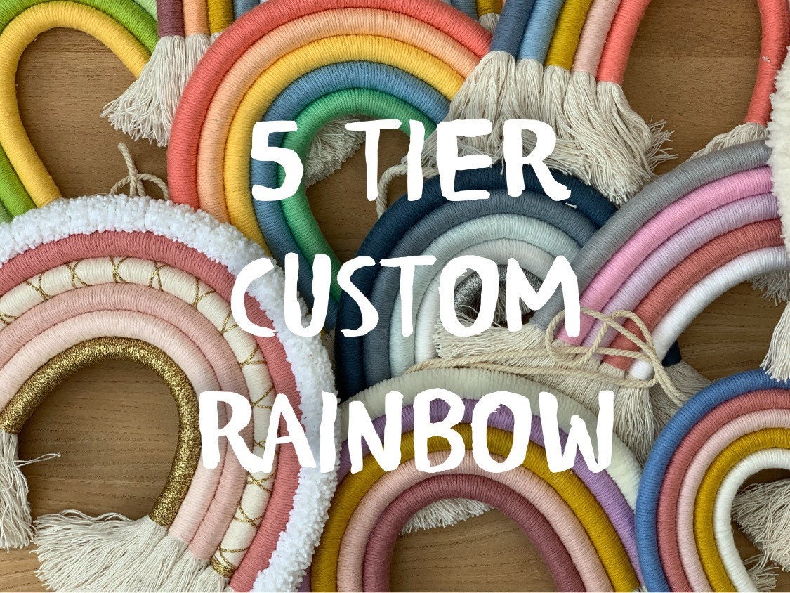 5 Tier Custom rainbow wall hanging - home decor - macrame rainbow - rope rainbow - nursery decor - baby shower - playroom -  mothers day