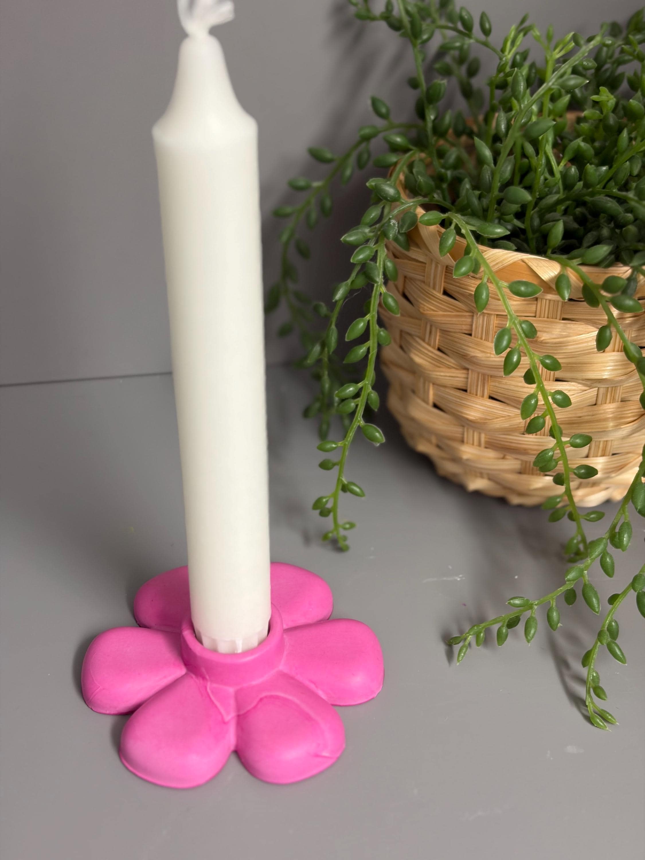 Jesmonite Flower candle holder.