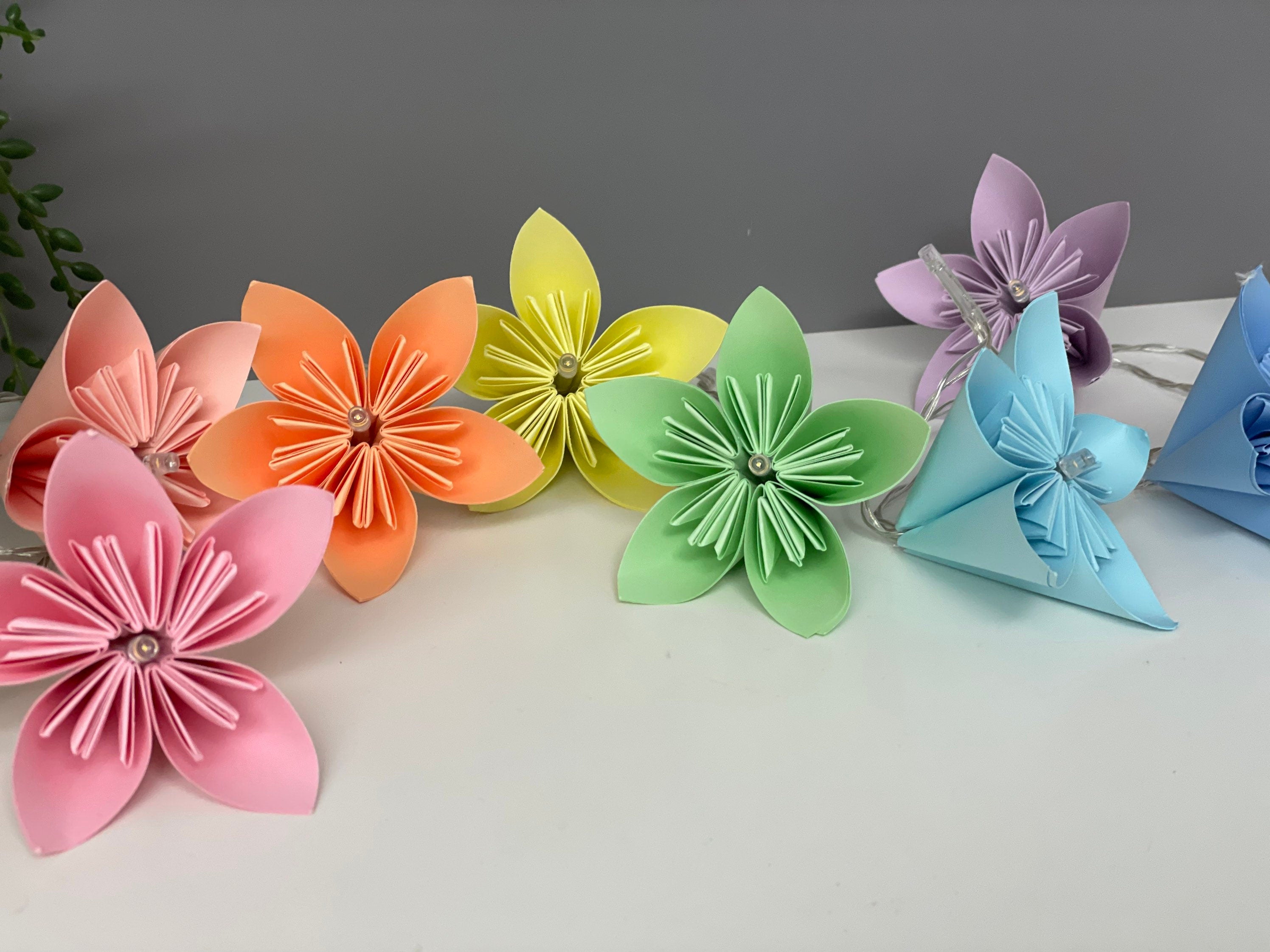 Pastel paper flower fairy lights, wedding decor, table decor, nursery decor