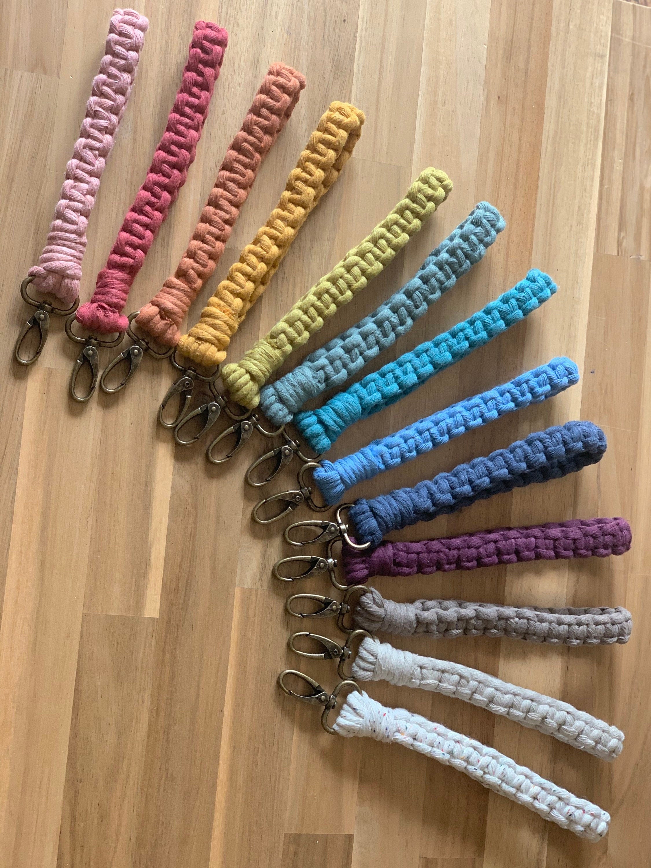 Macrame wristlet - macrame key ring - wrist strap key ring.