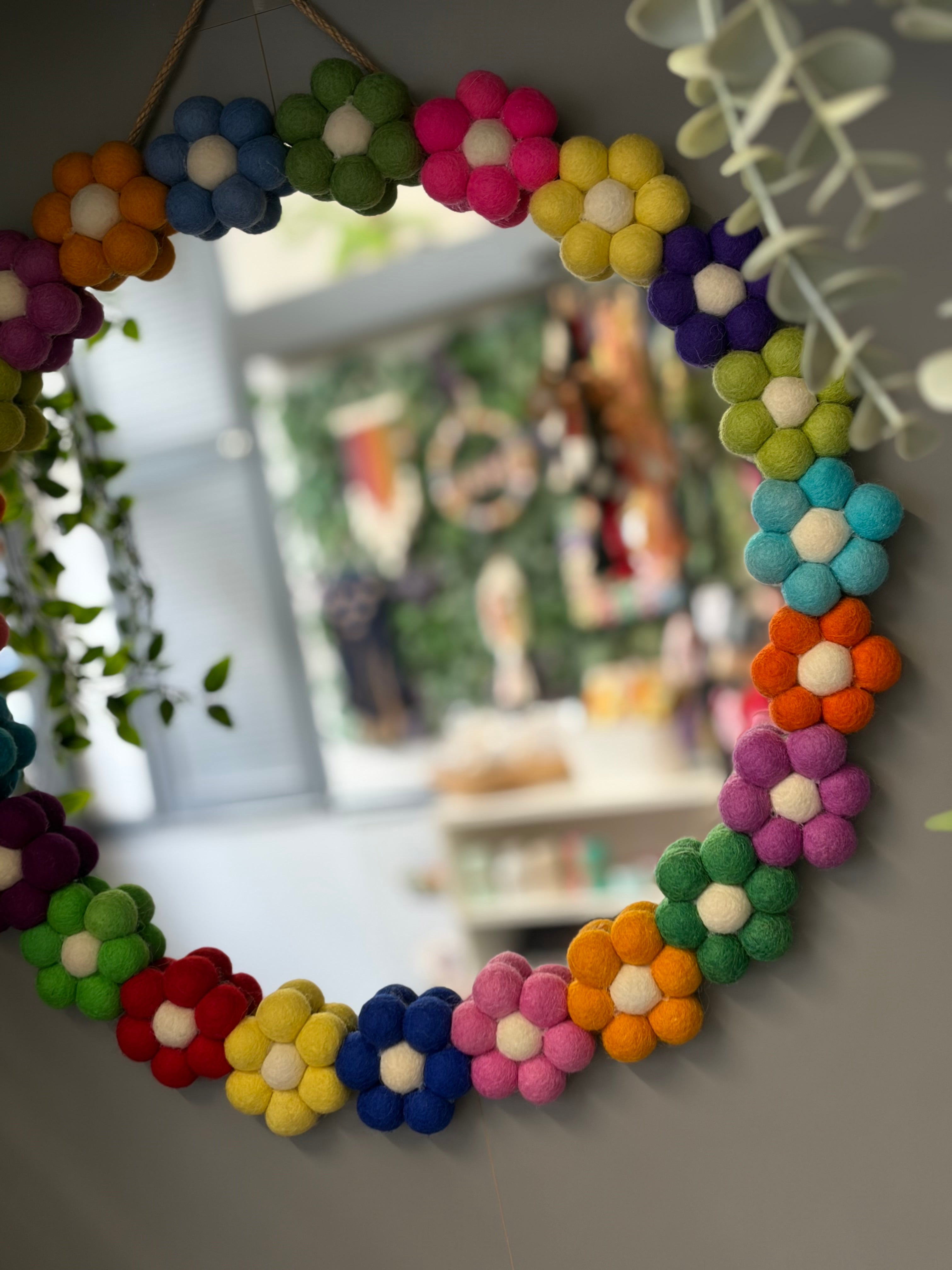 Pom Pom flower wall mirror