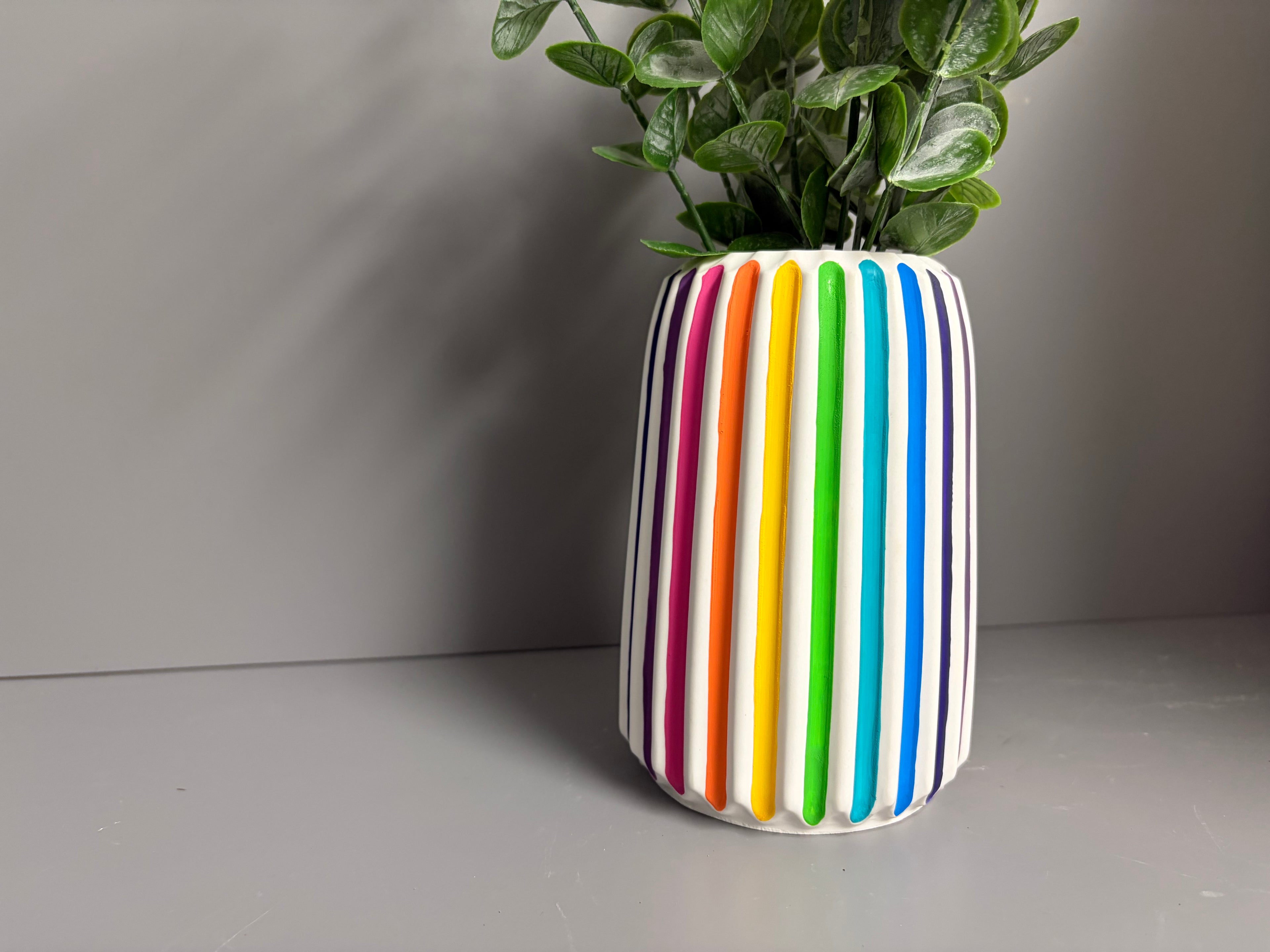 Jesmonite rainbow stripe vase