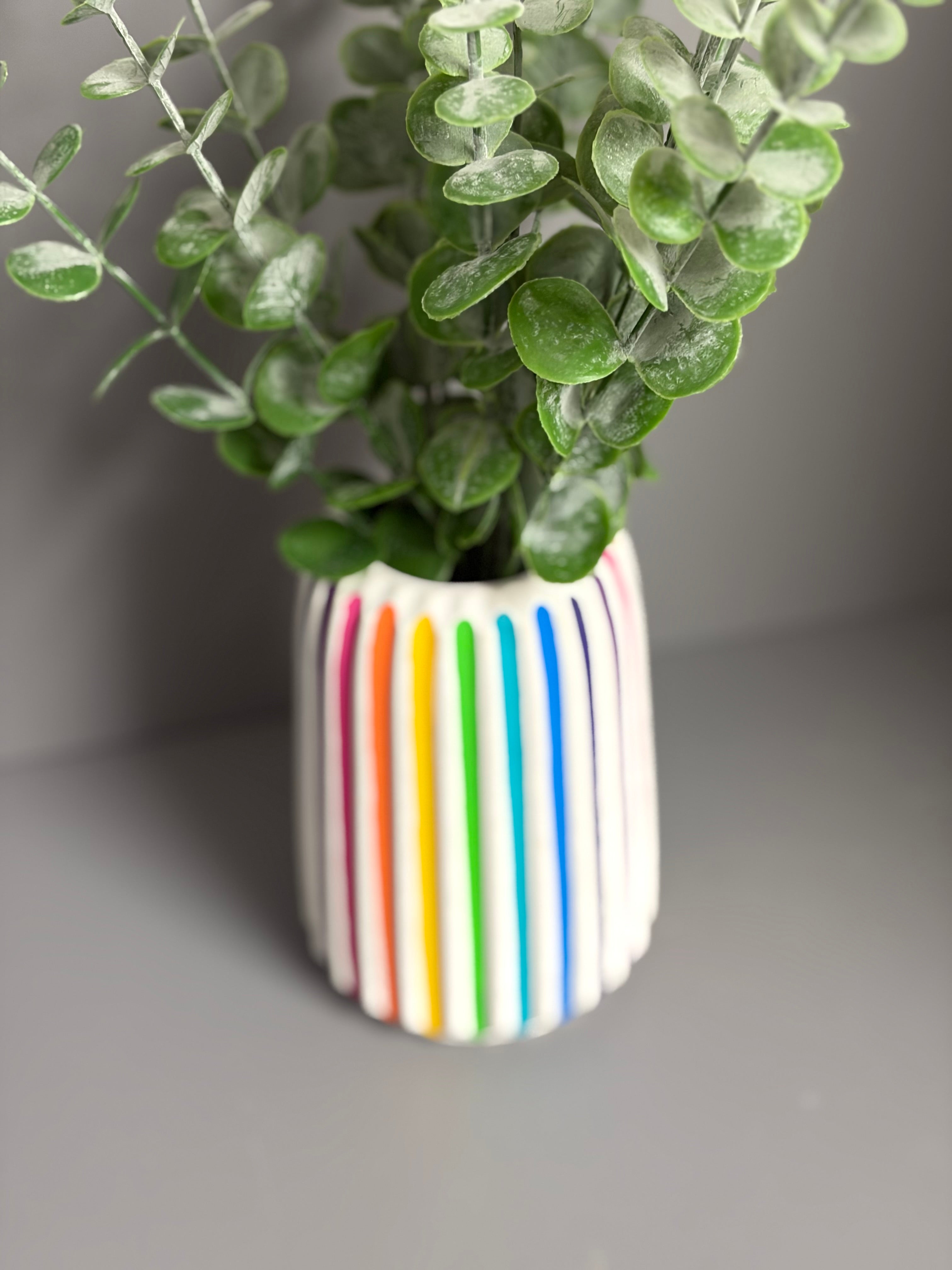 Jesmonite rainbow stripe vase