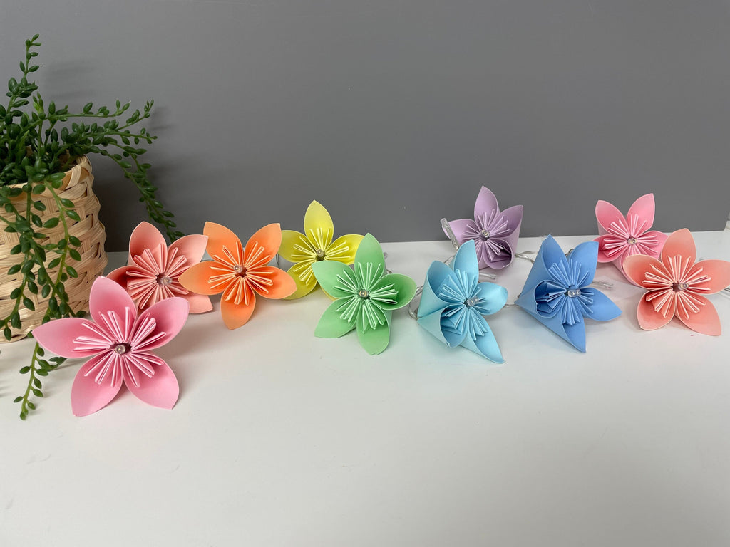 Pastel paper flower fairy lights, wedding decor, table decor, nursery decor