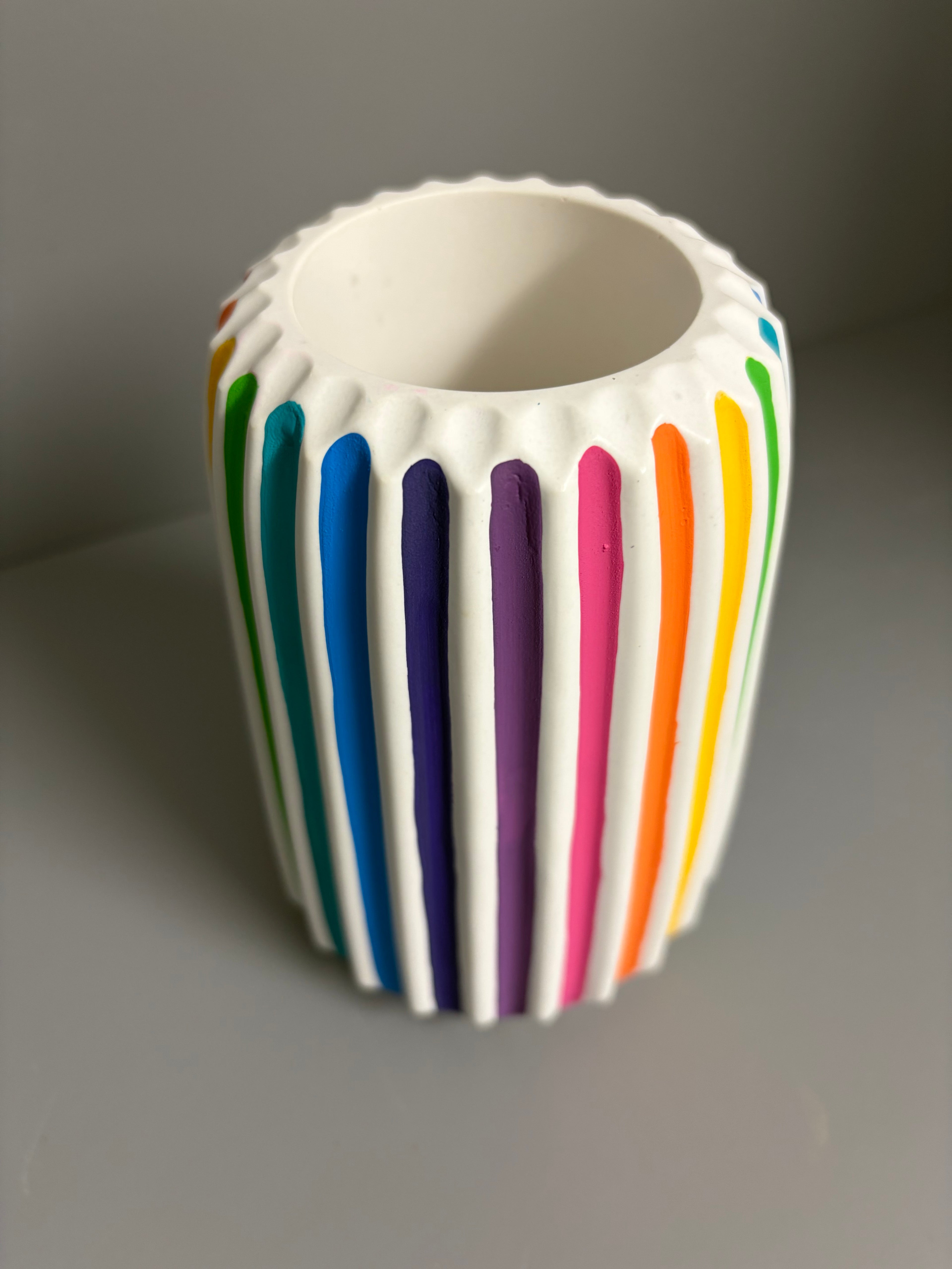 Jesmonite rainbow stripe vase