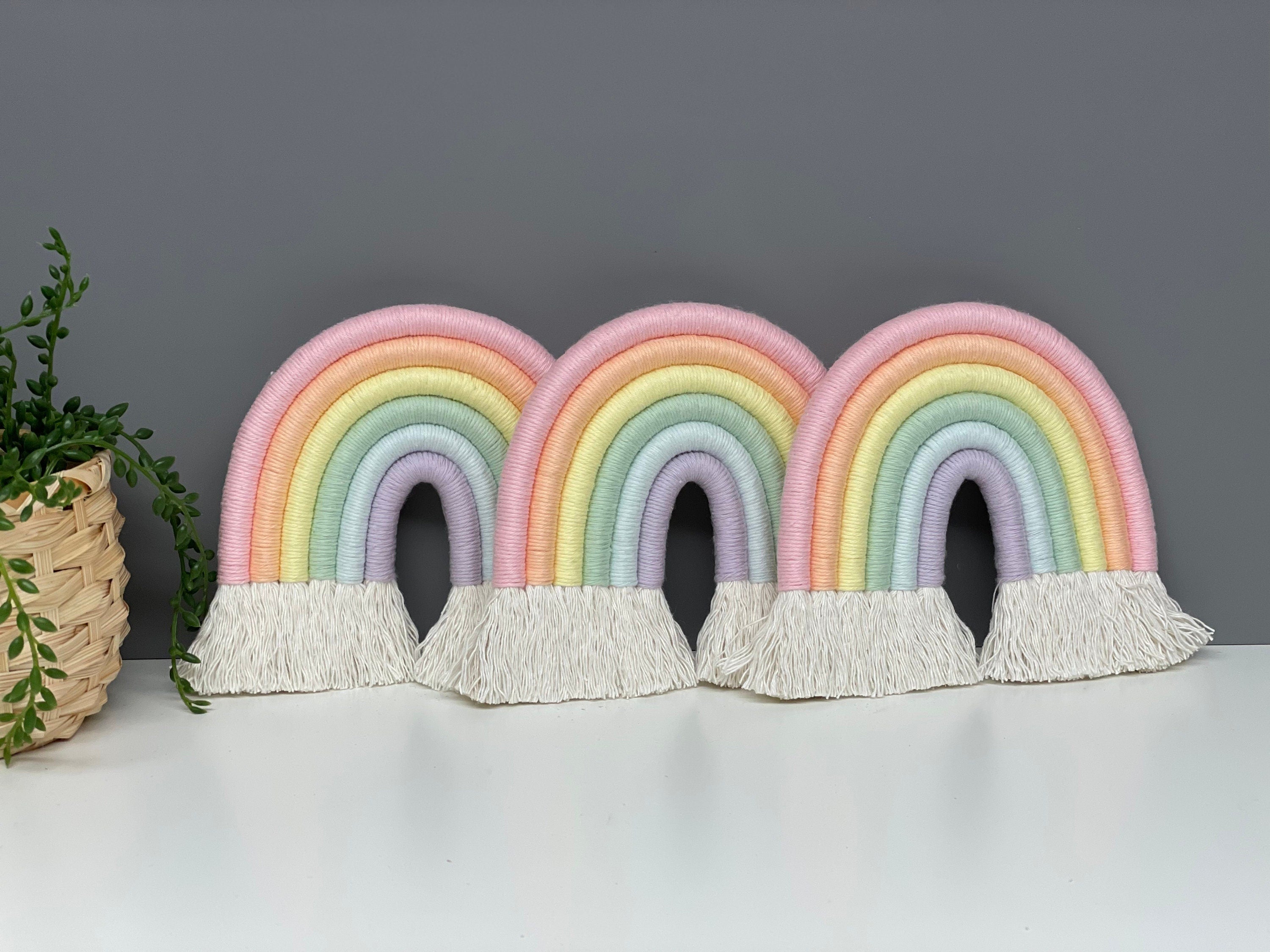 Rainbow wall hanging- pastel rainbow - fibre art - nursery decor- playroom - new baby - baby shower - macrame rainbow