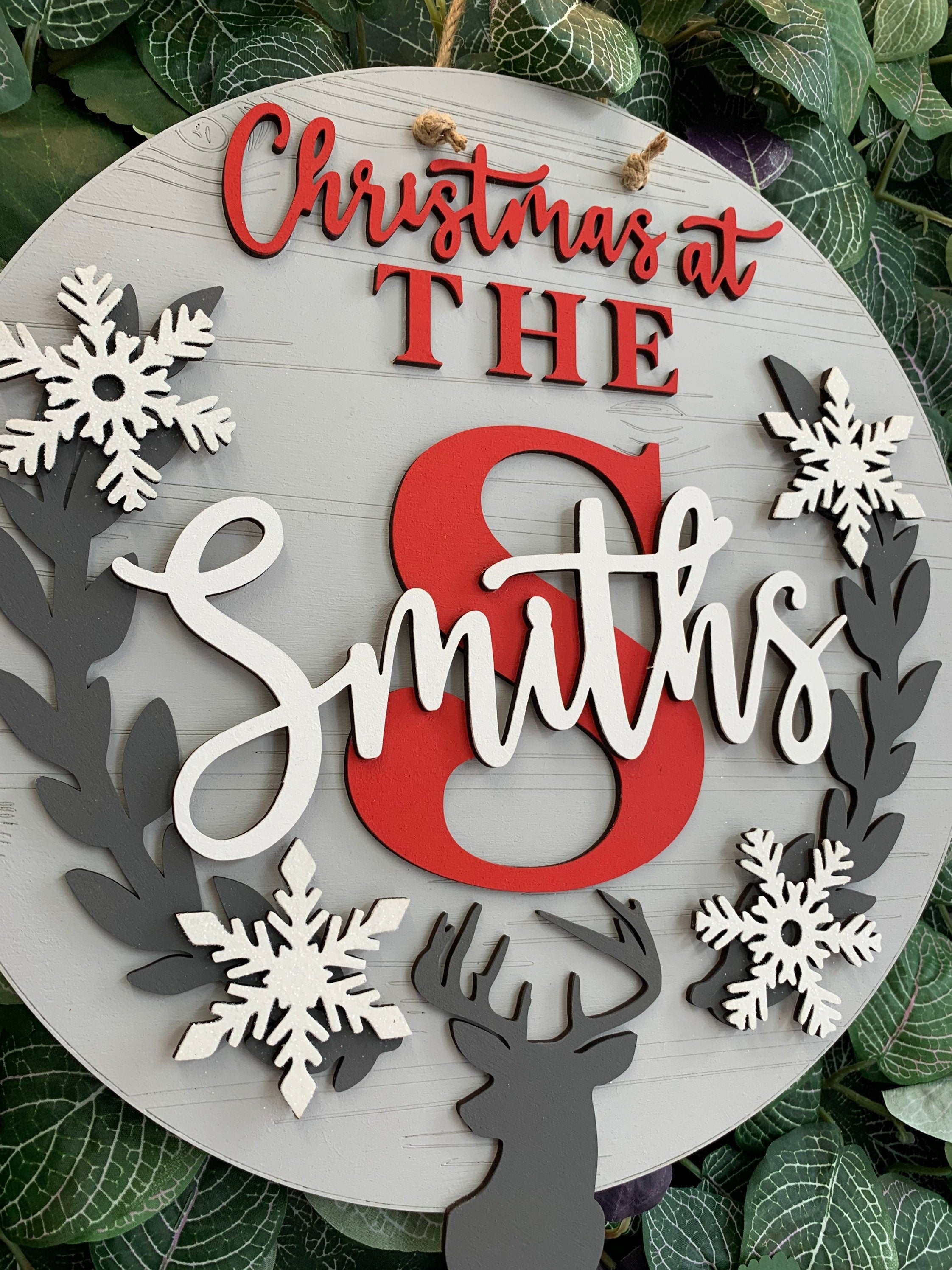 Christmas at the family plaque - Christmas family sign - family wall hanging - personalised Christmas decoration