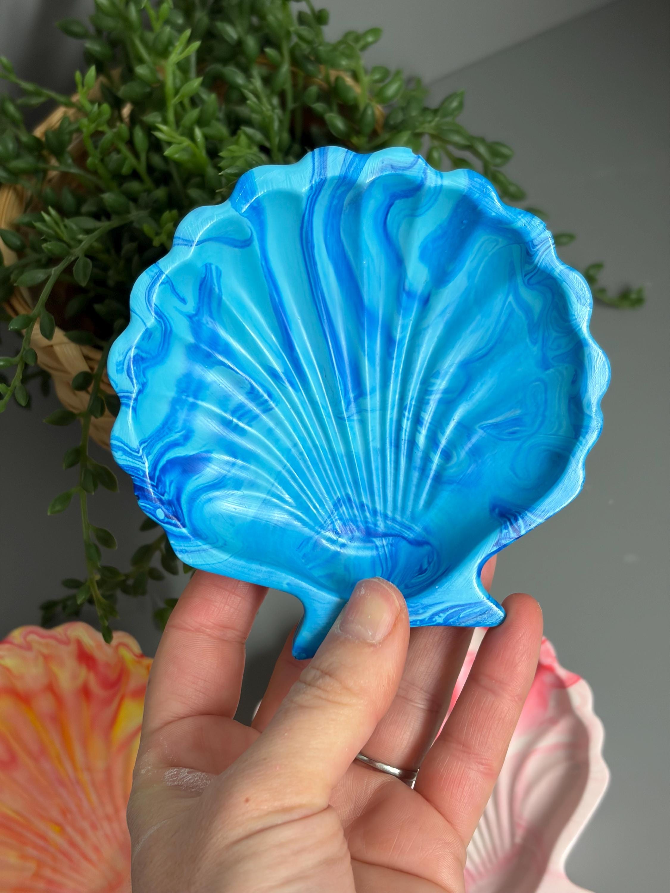 Handmade Jesmonite Shell trinket tray.