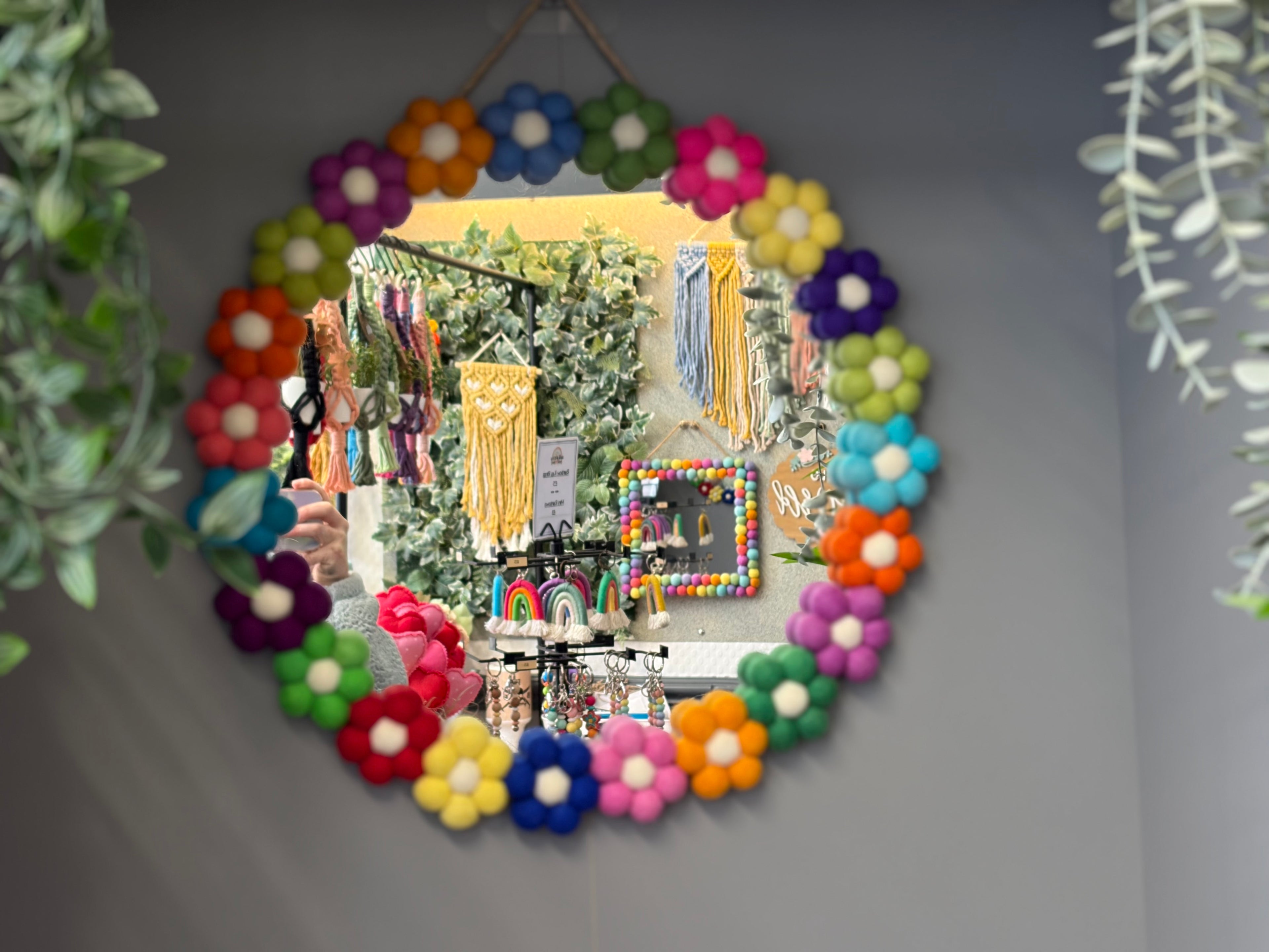 Pom Pom flower wall mirror