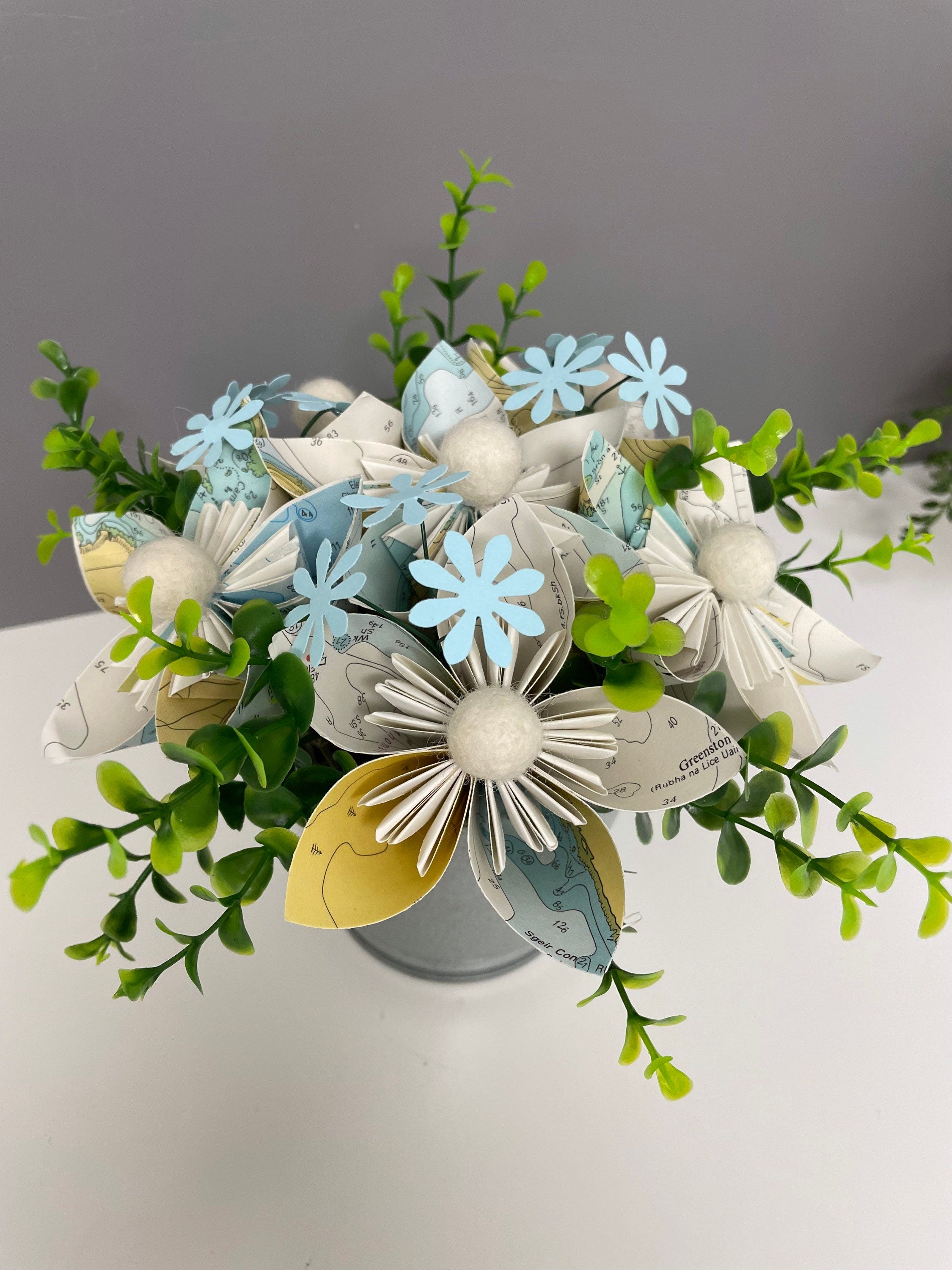 Paper flower pot, Mother’s Day, Sea Charts, Pom Poms, Wedding Flowers, valentines.
