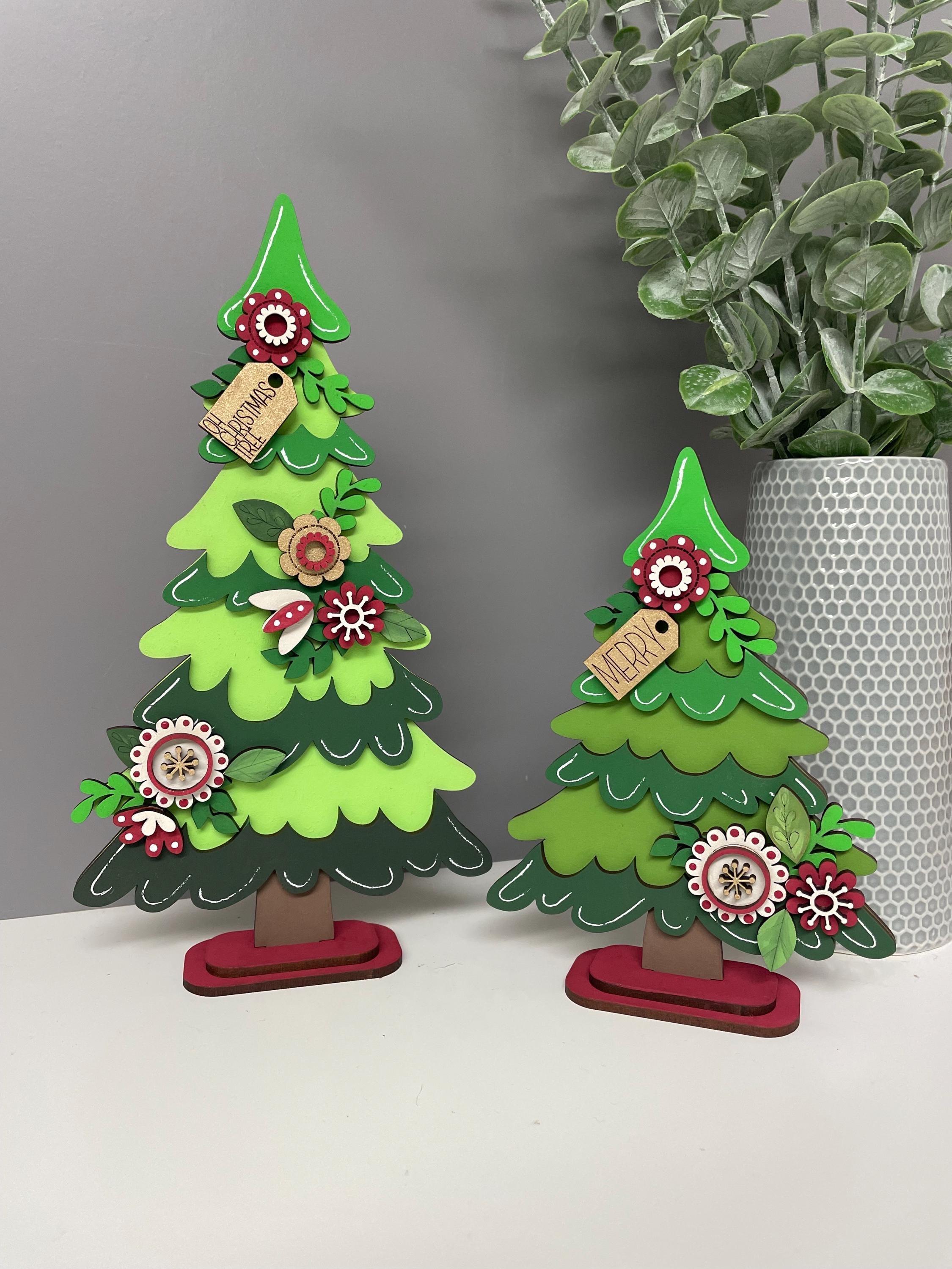 Wooden Christmas Tree decoration, hand painted Christmas tree, Fireplace Decor