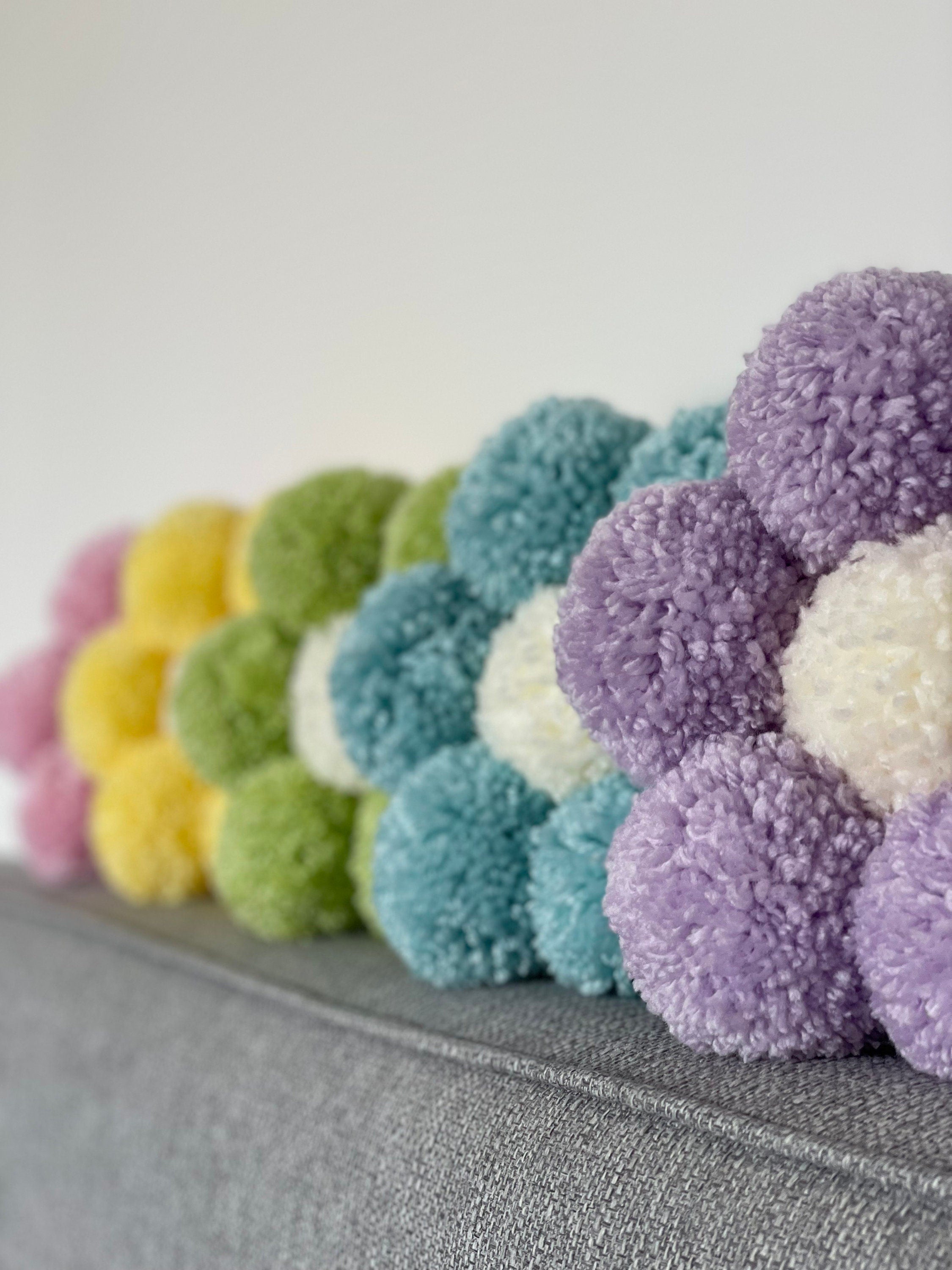 Pom Pom flower, daisy, flower wall hanging, nursery decor, playroom
