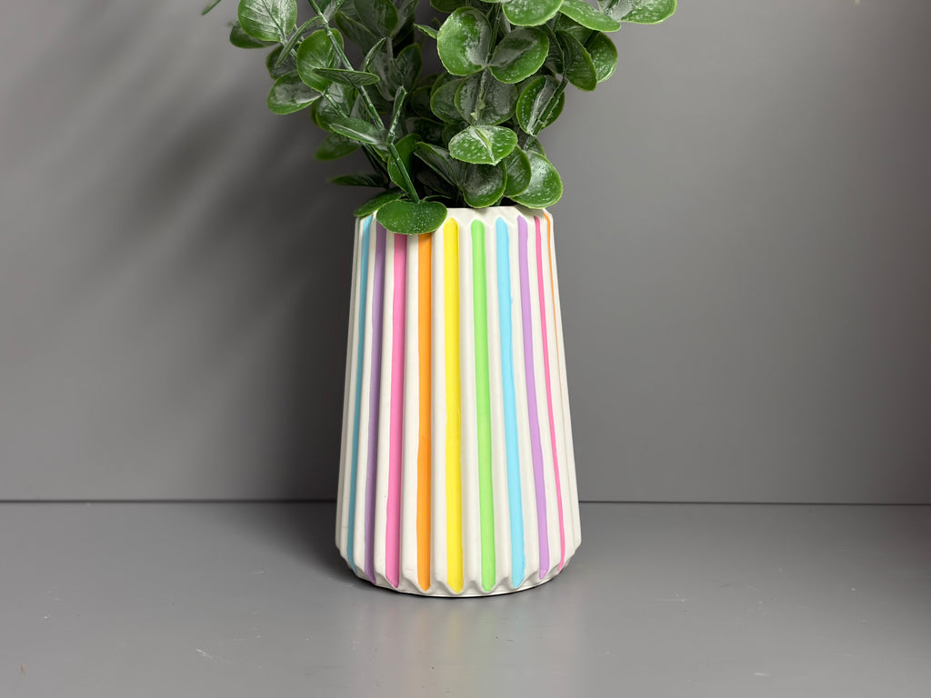 Handmade Jesmonite eco resin pastel stripe vase