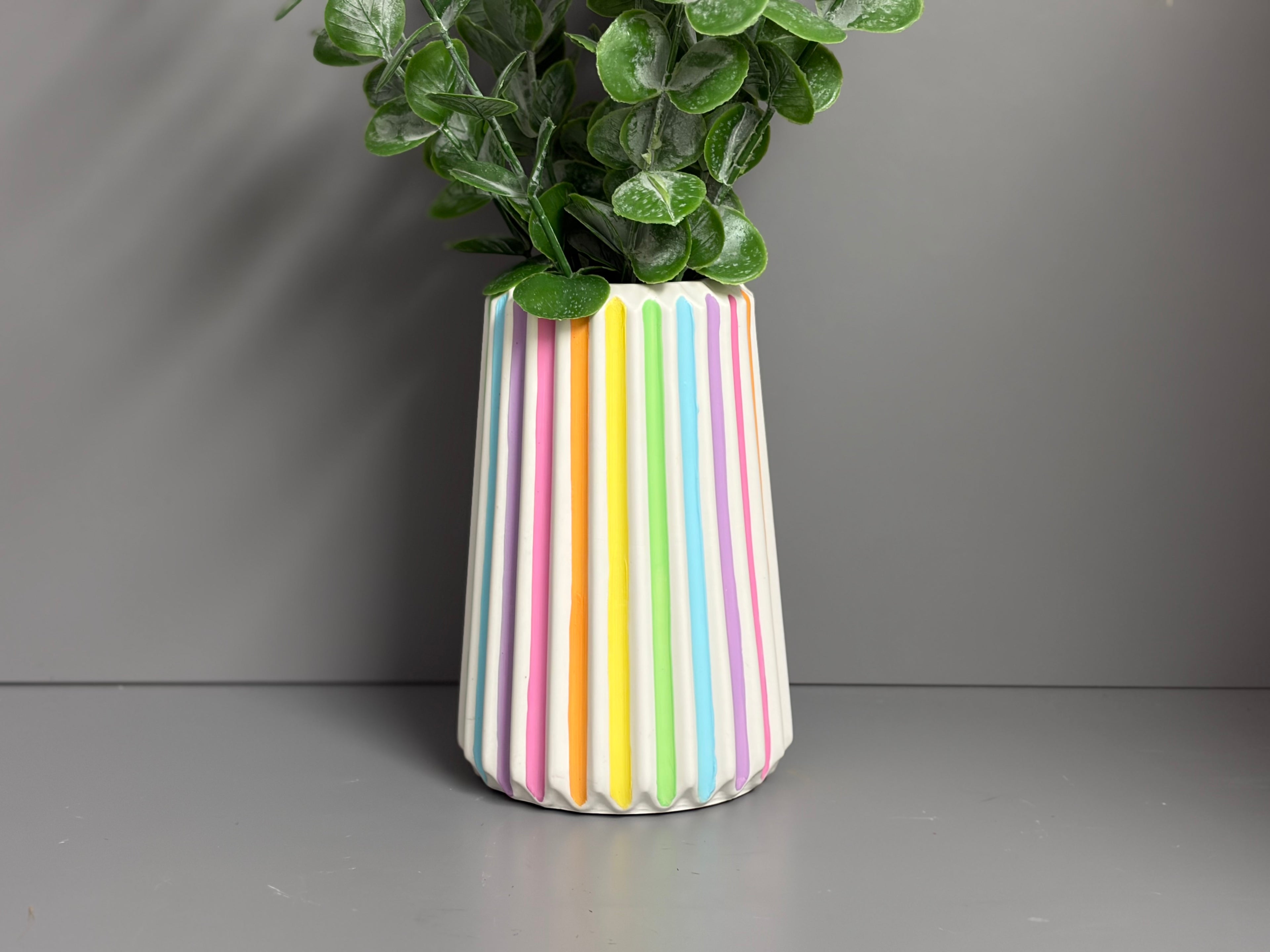 Handmade Jesmonite eco resin pastel stripe vase