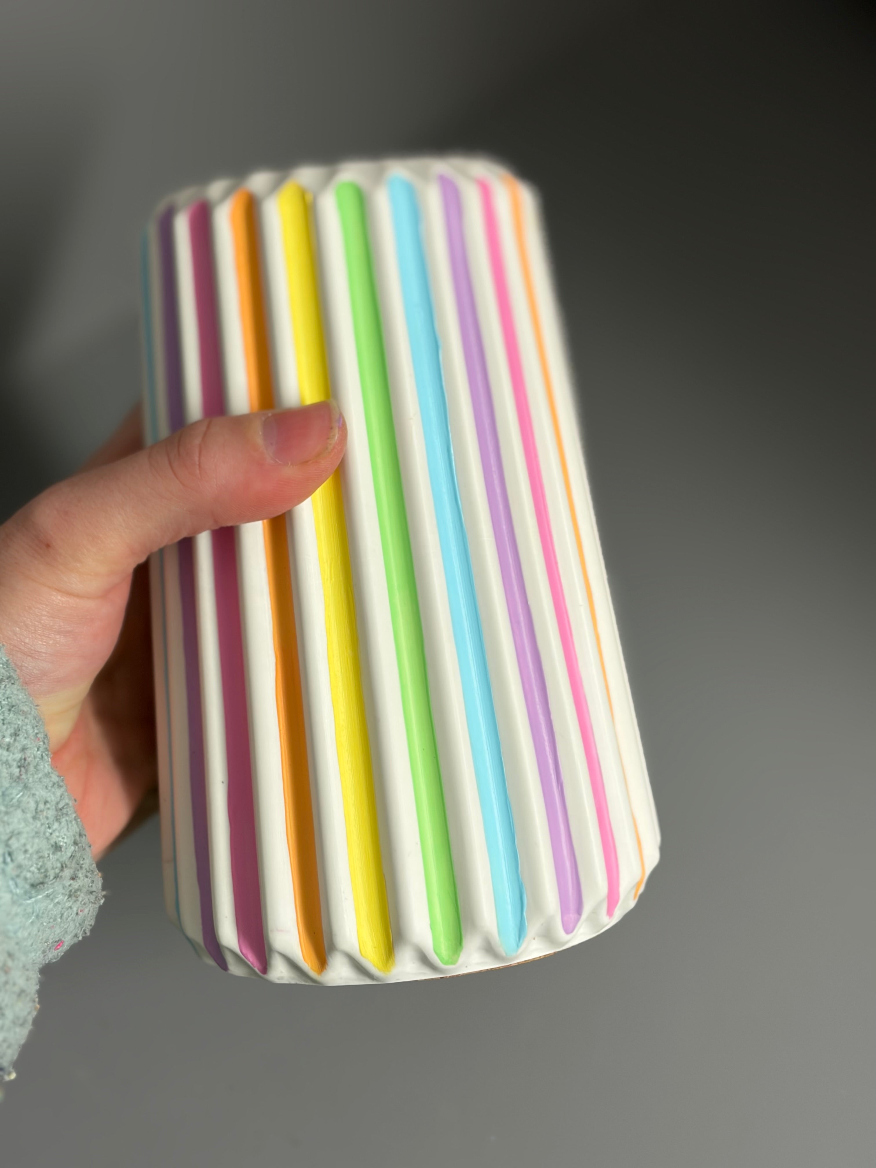 Handmade Jesmonite eco resin pastel stripe vase