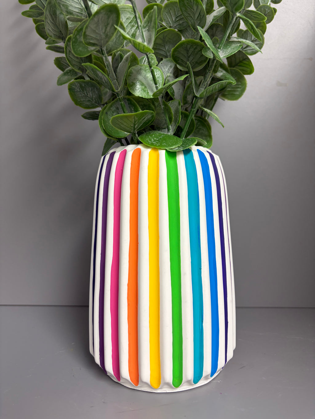 Jesmonite rainbow stripe vase