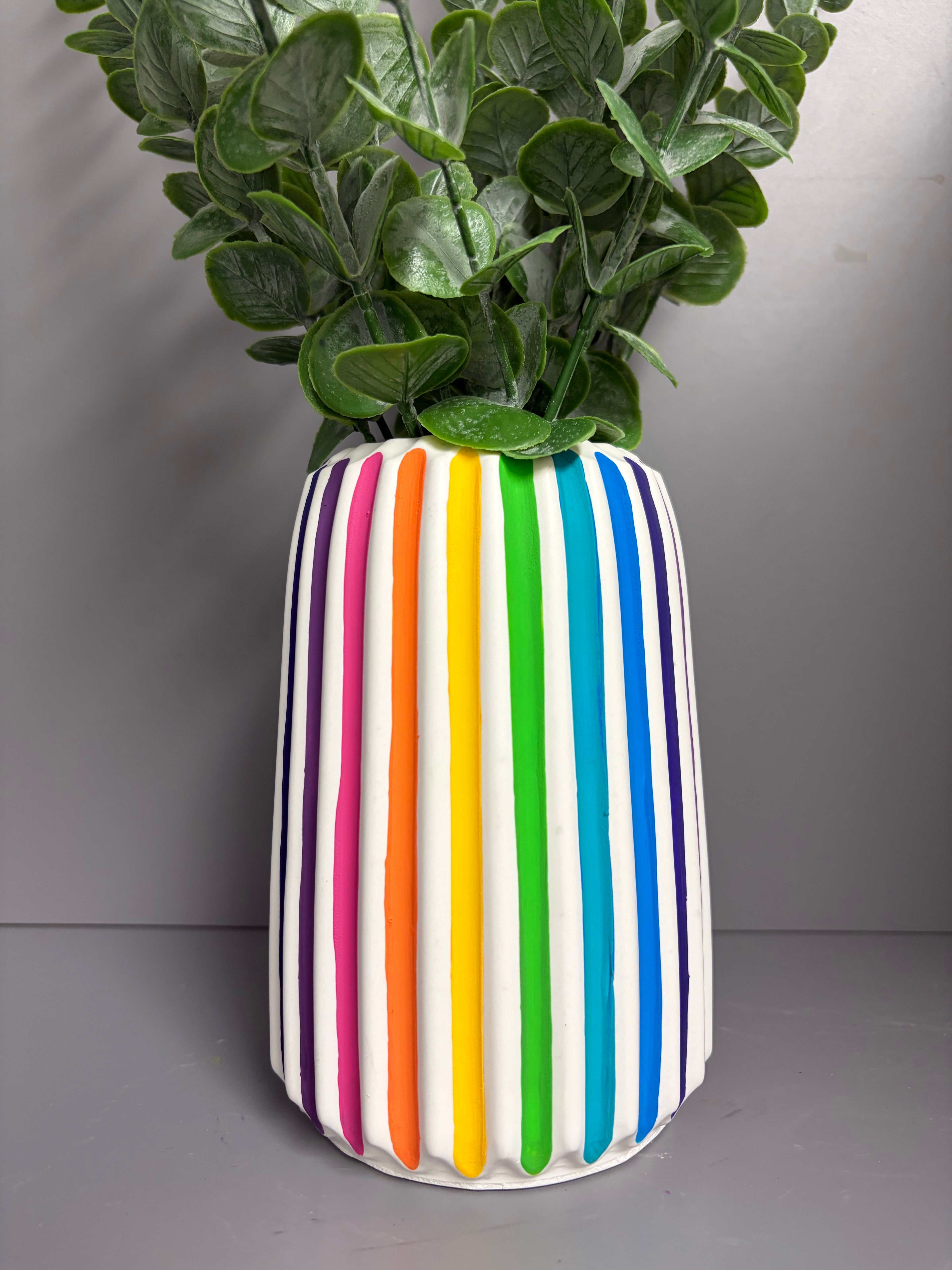 Jesmonite rainbow stripe vase