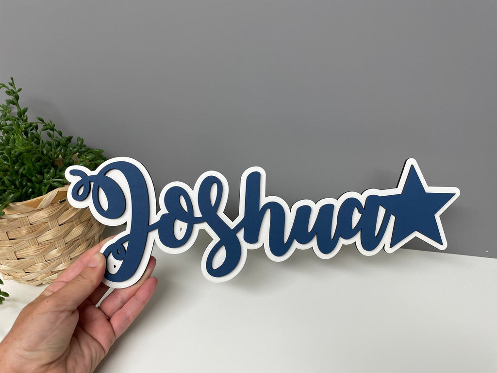 Layered personalised wooden name sign, bedroom door sign, nursery decor.