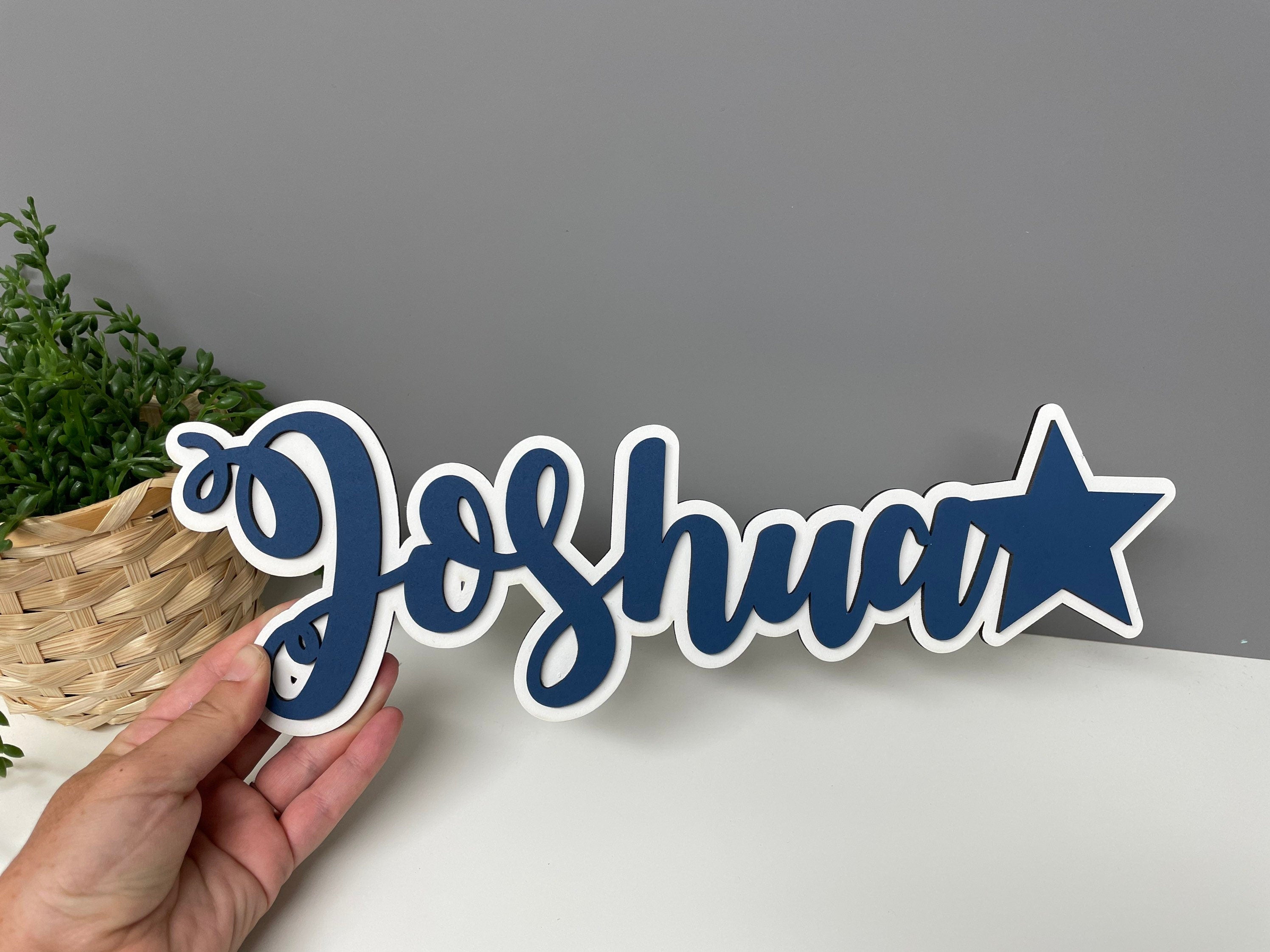 Layered personalised wooden name sign, bedroom door sign, nursery decor.