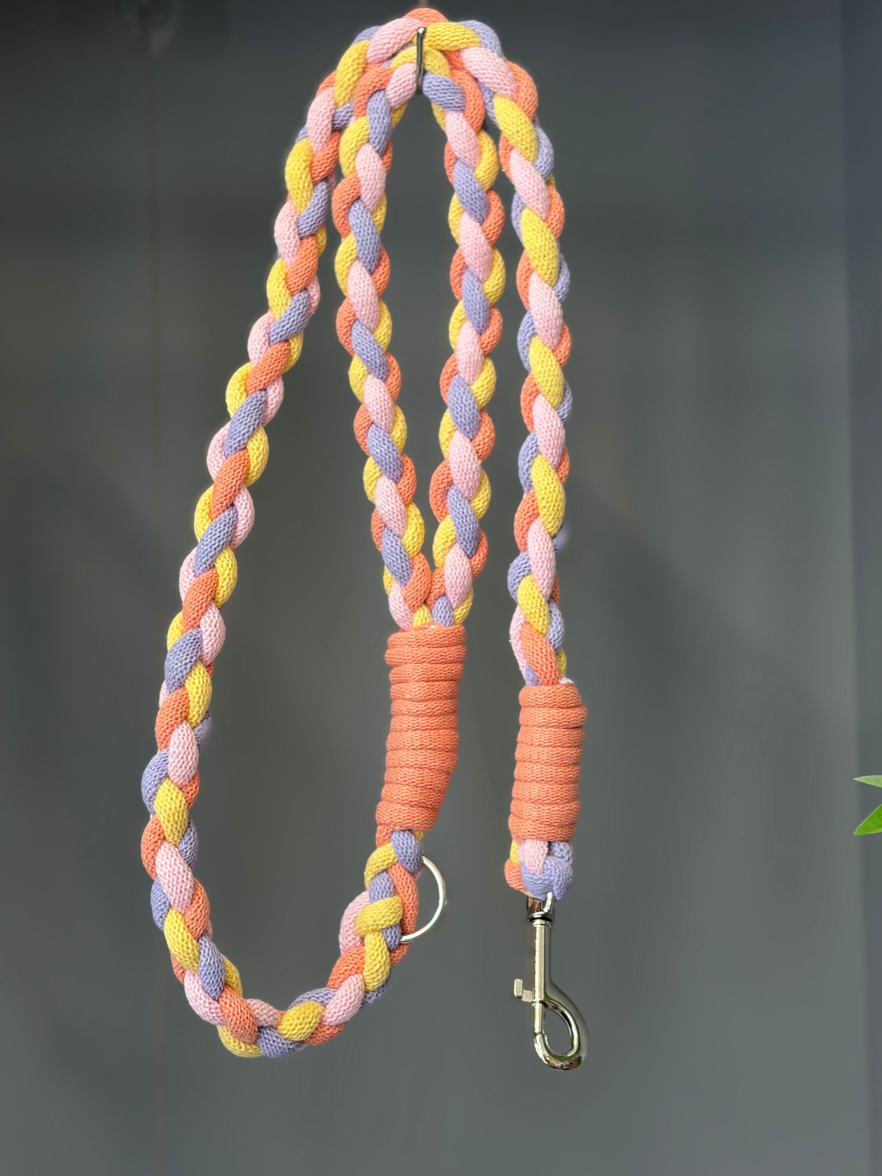 Chunky braided macrame dog lead