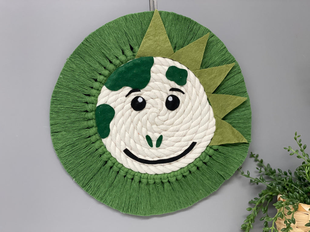 Dinosaur macrame rope animal, rope animal face, nursery decor