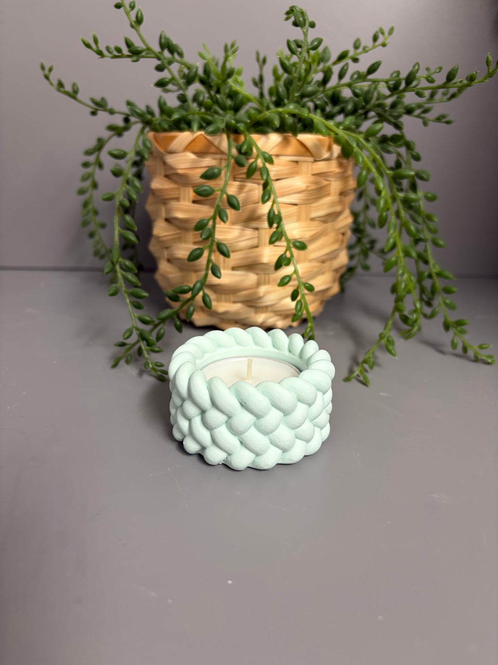 Jesmonite eco resin rope tea light holders