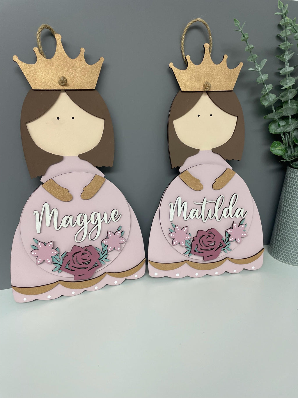 Princess Name Plaque - bedroom door sign - children’s name sign - personalised name plaque - princess wooden sign.