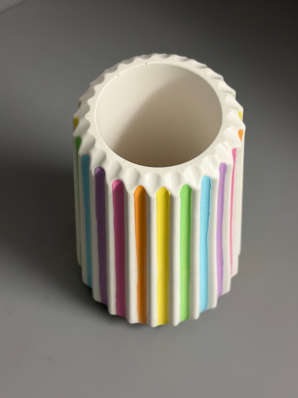 Handmade Jesmonite eco resin pastel stripe vase
