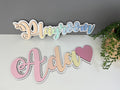Layered personalised wooden name sign, bedroom door sign, nursery decor.